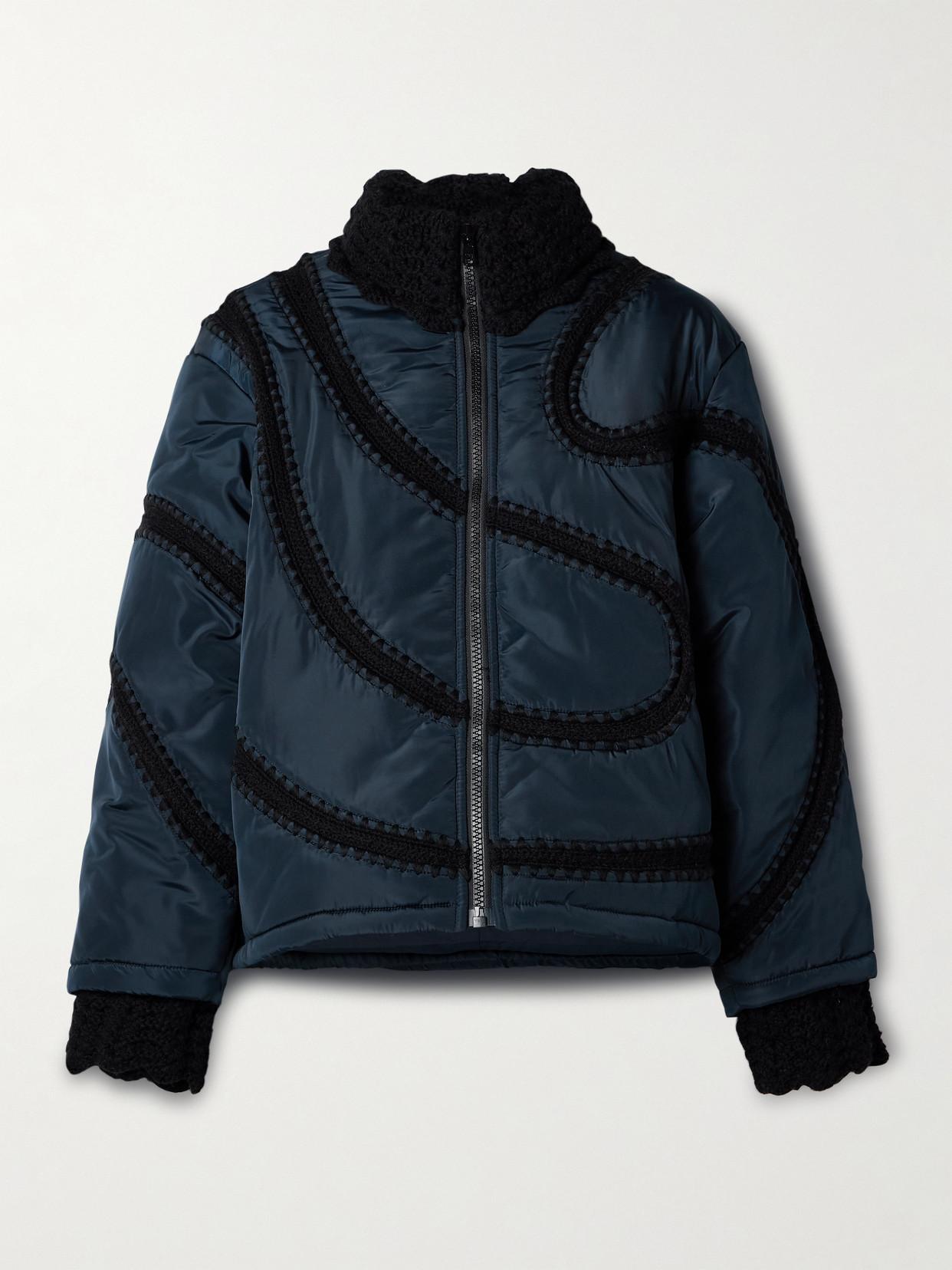Sea Averie Crochet-Trimmed Shell Bomber Jacket in Blue | Lyst