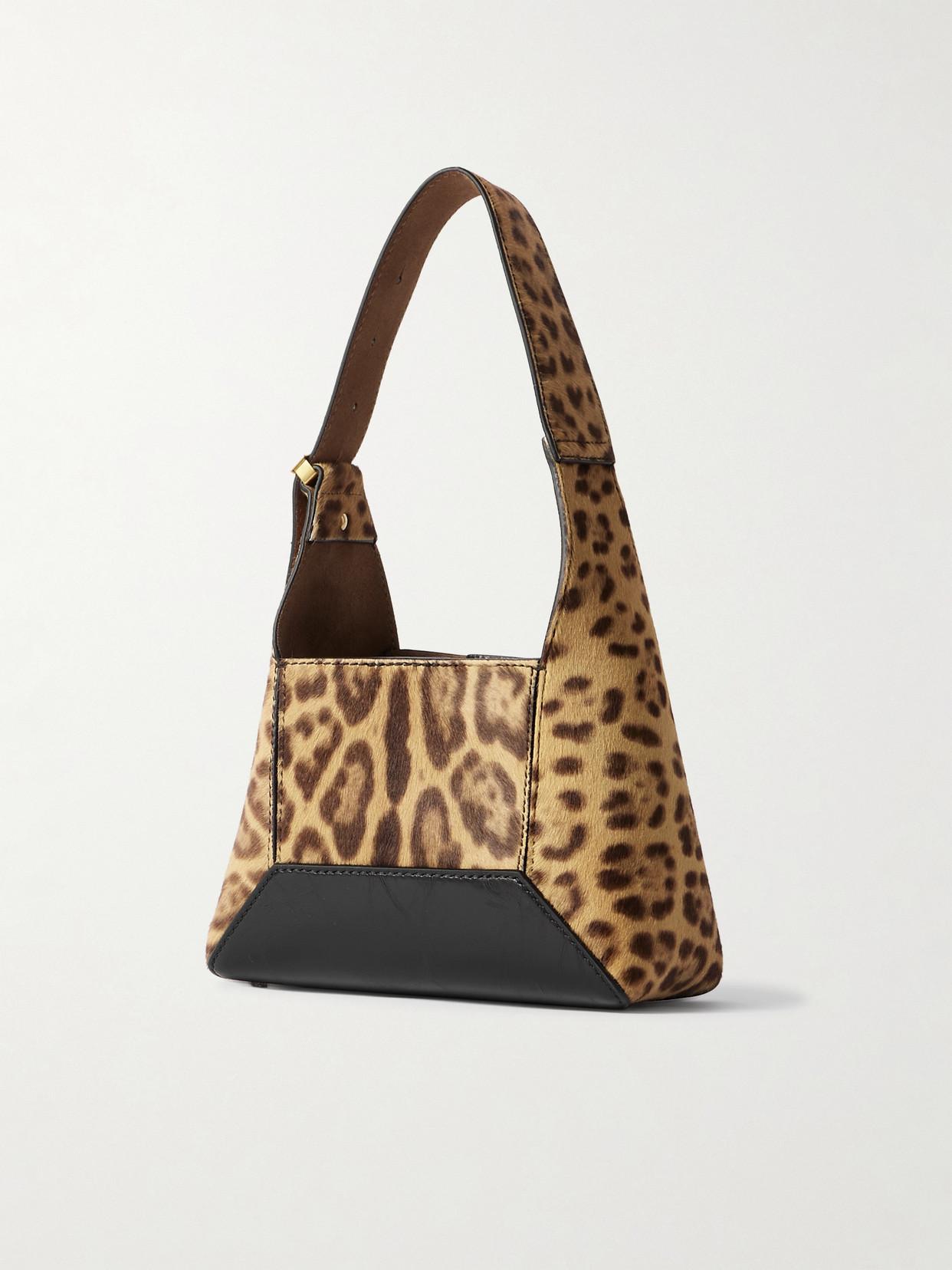 Jimmy Choo Leopard-Print Leather-Trimmed Pony Hair Shoulder Bag in 