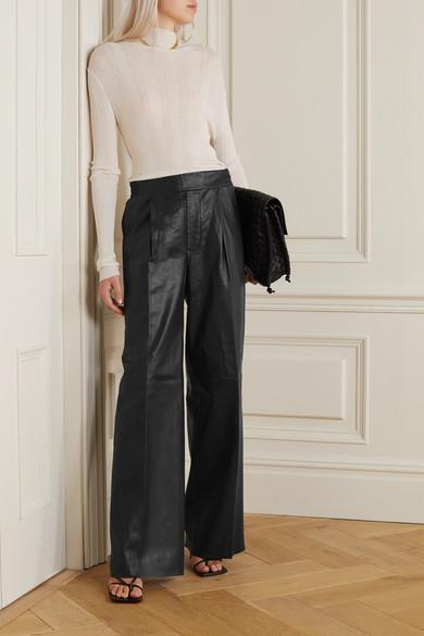 REMAIN Birger Christensen Duchesse Leather Straight-leg Pants in Black |  Lyst