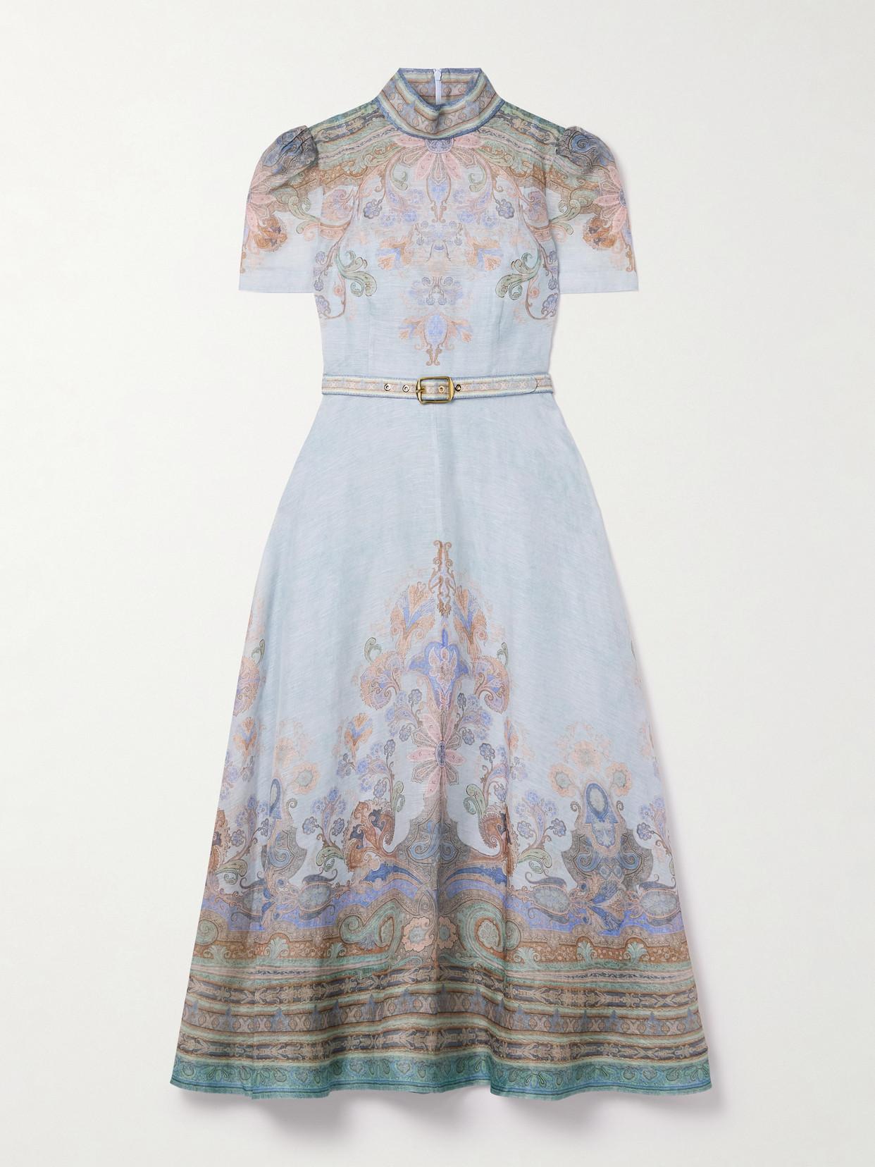 zimmermann eden long sleeve midi dress Zimmermann Eden Floral Ruched Silk Midi Dress in Iris Sherbet at Nordstrom, Size 1