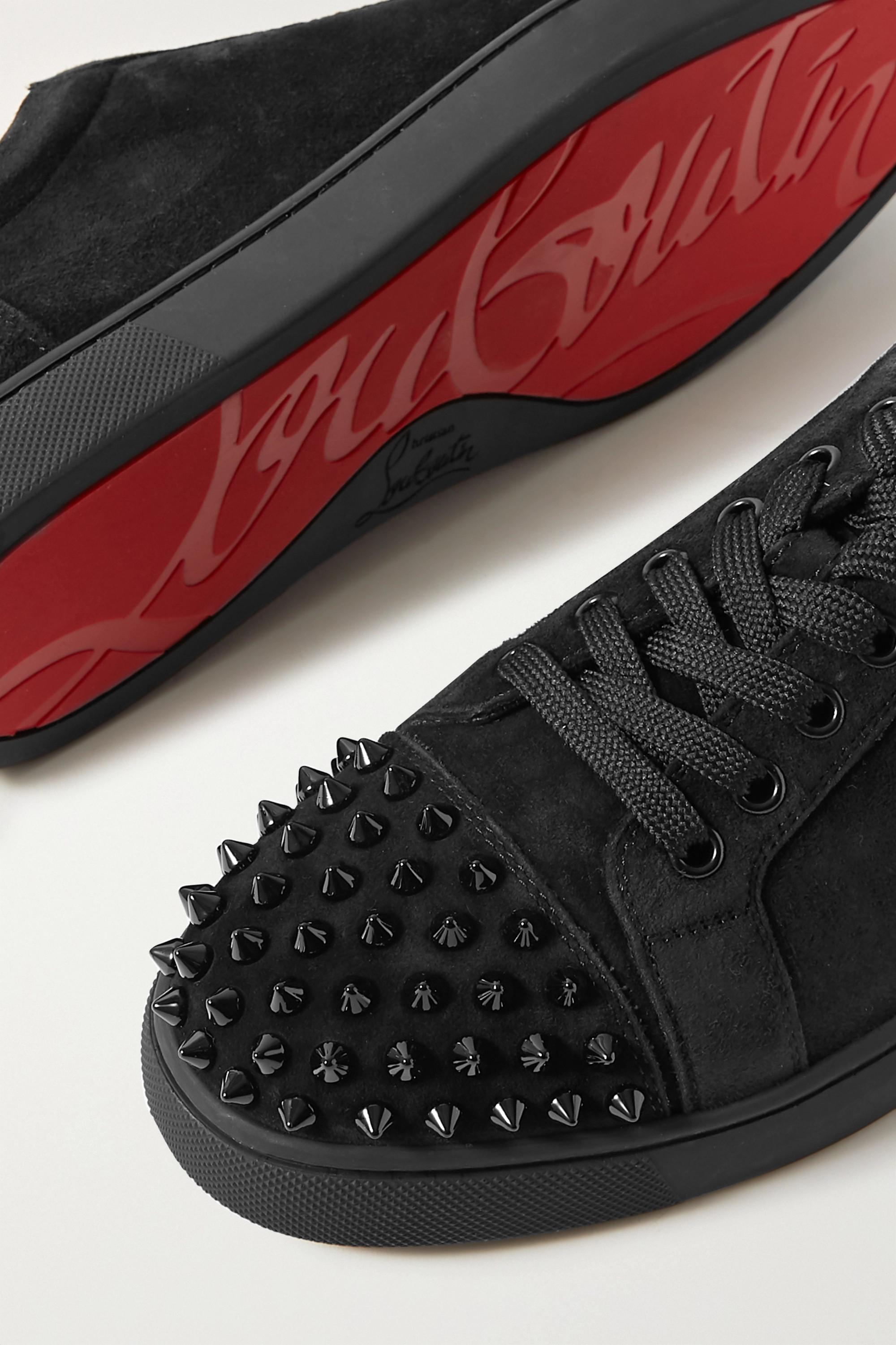 Christian Louboutin Vieira Spike Leather Sneaker in Black - Save 