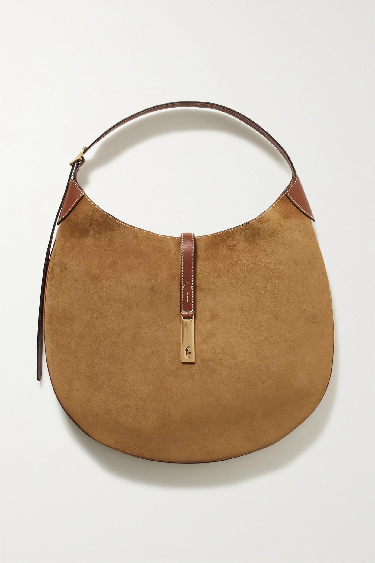 Polo Ralph Lauren Polo Id Medium Suede Shoulder Bag in Brown | Lyst