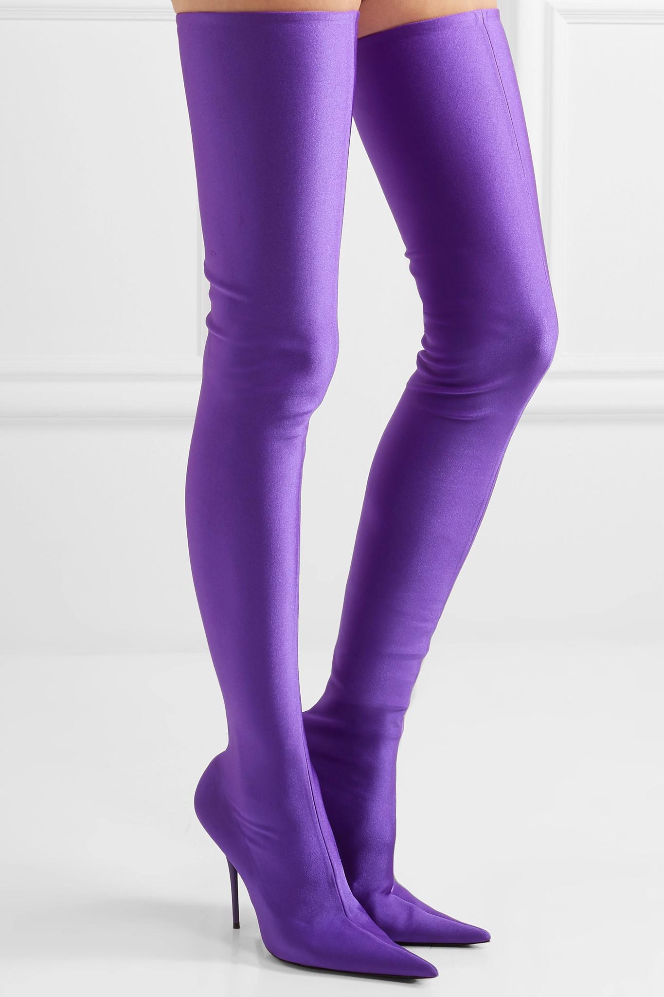 Balenciaga Spandex Thigh Boots in Purple | Lyst