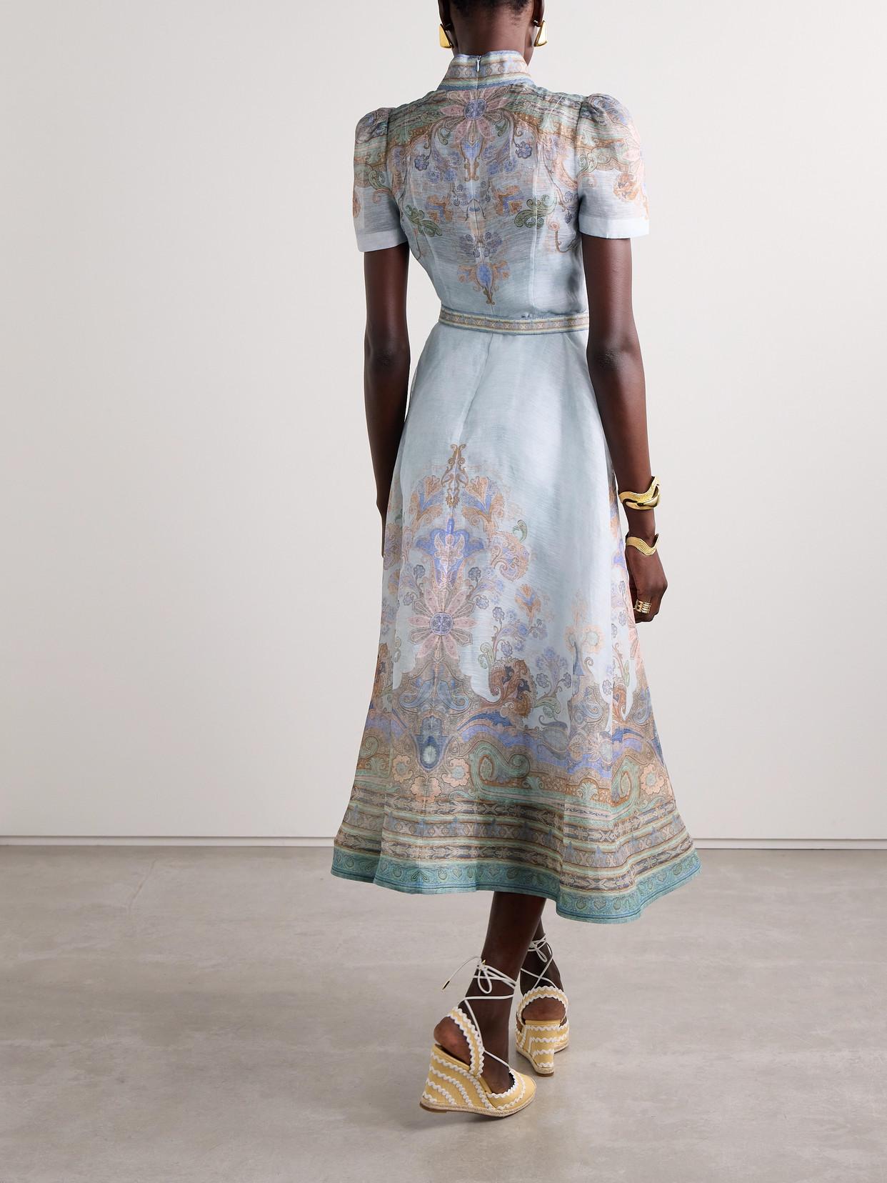 zimmermann eden long sleeve midi dress ZIMMERMANN Eden asymmetric gathered silk-georgette dress