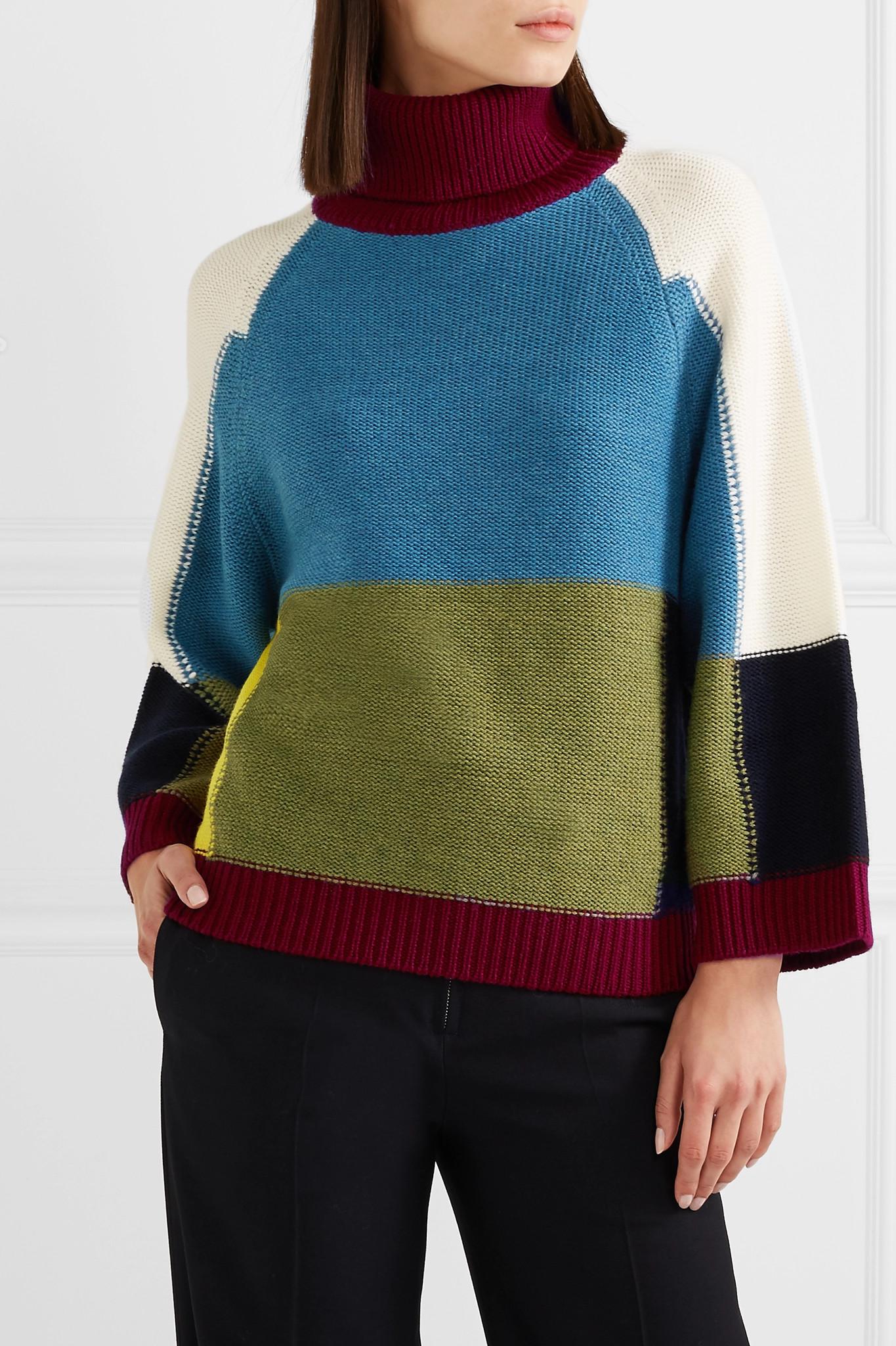 See By Chloé See By Chloé Color-block Wool Turtleneck Sweater 