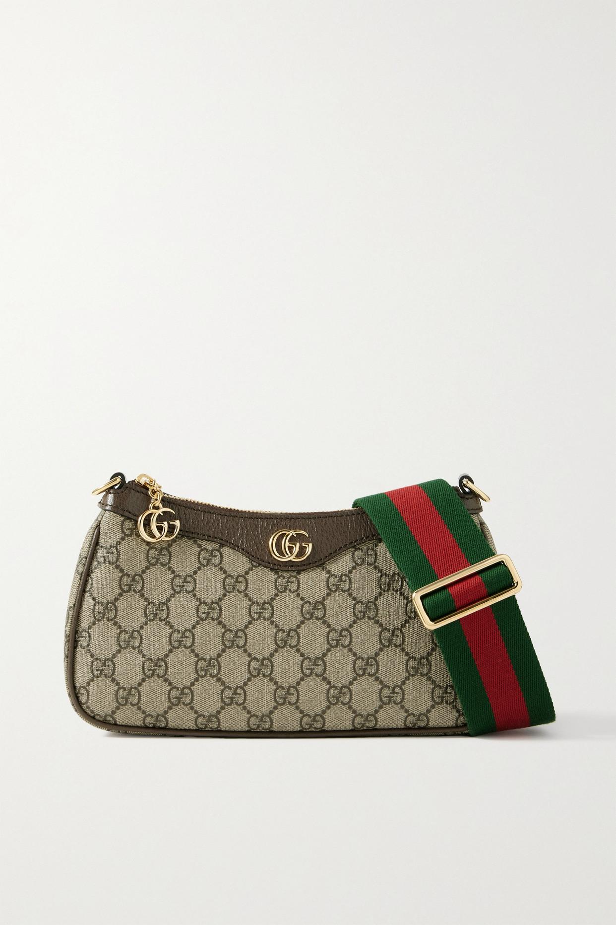 Gucci Ophidia Embellished Textured Leather-trimmed Printed Coated-canvas  Shoulder Bag in Natural | Lyst