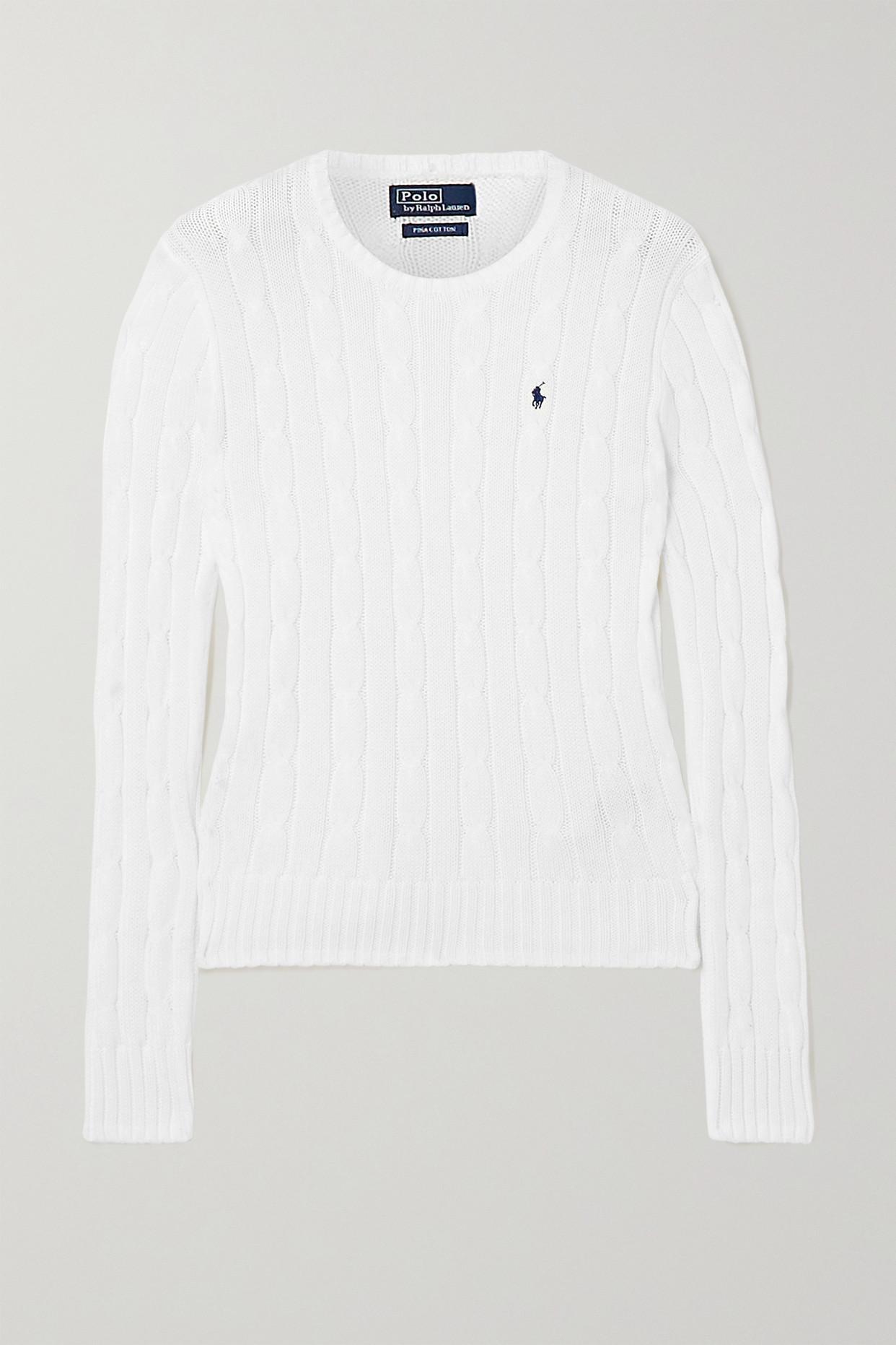 Polo Ralph Lauren Julianna Cable-knit Cotton Sweater in White | Lyst
