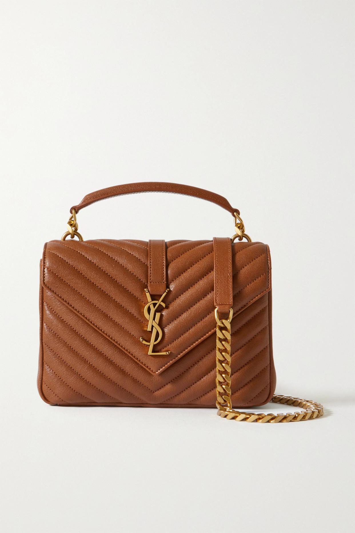 Saint Laurent College Medium Quilted Leather Tote in Brown - Lyst