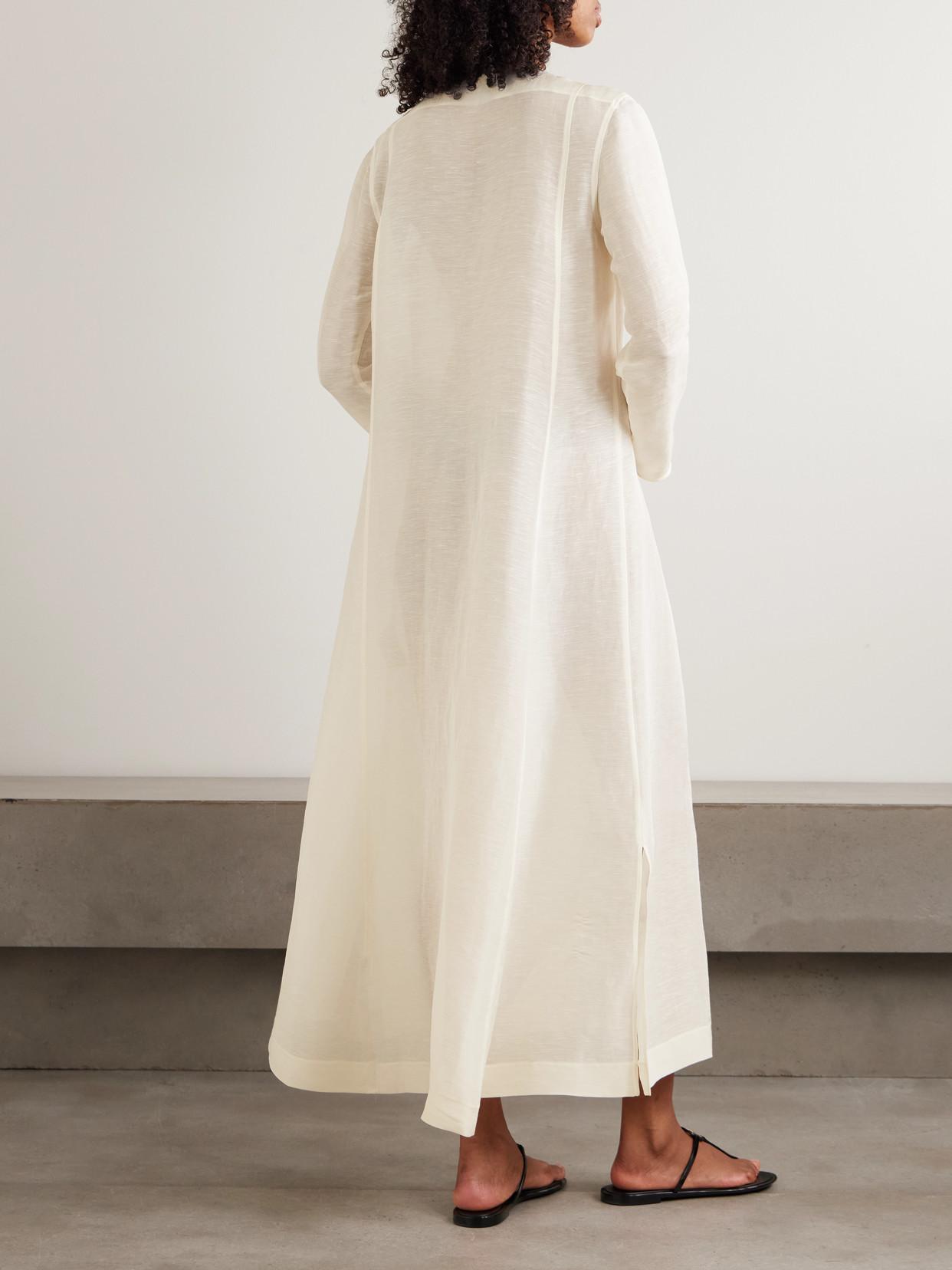 Tory Burch Pleated Linen And Silk-Blend Kaftan in Natural | Lyst