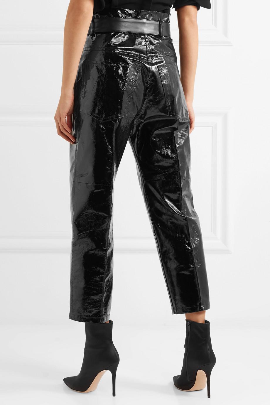 Petar Petrov Hollis Belted Patent-leather Straight-leg Pants in Black ...