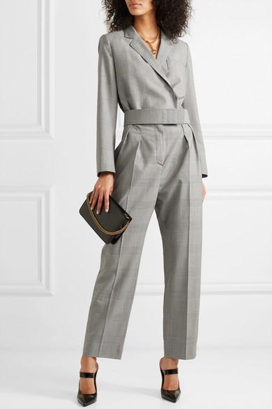 Max Mara Prince Of Wales Checked Wool Jumpsuit in Grey (Gray) | Lyst