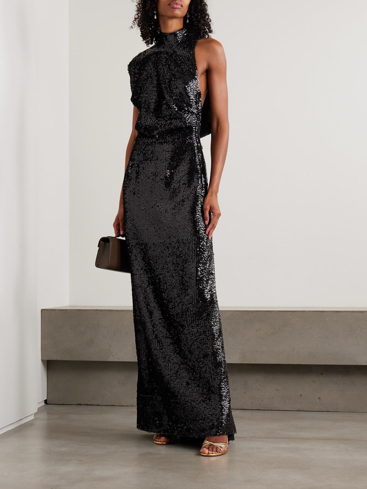 emilia wickstead black dress EMILIA WICKSTEAD Ezekiel Dress In Birdseye Suiting - Black