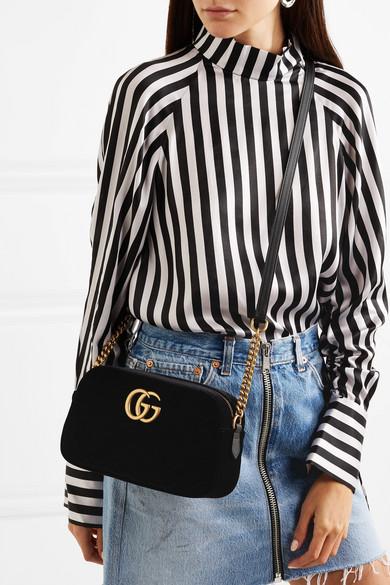 gg marmont small quilted velvet crossbody bag