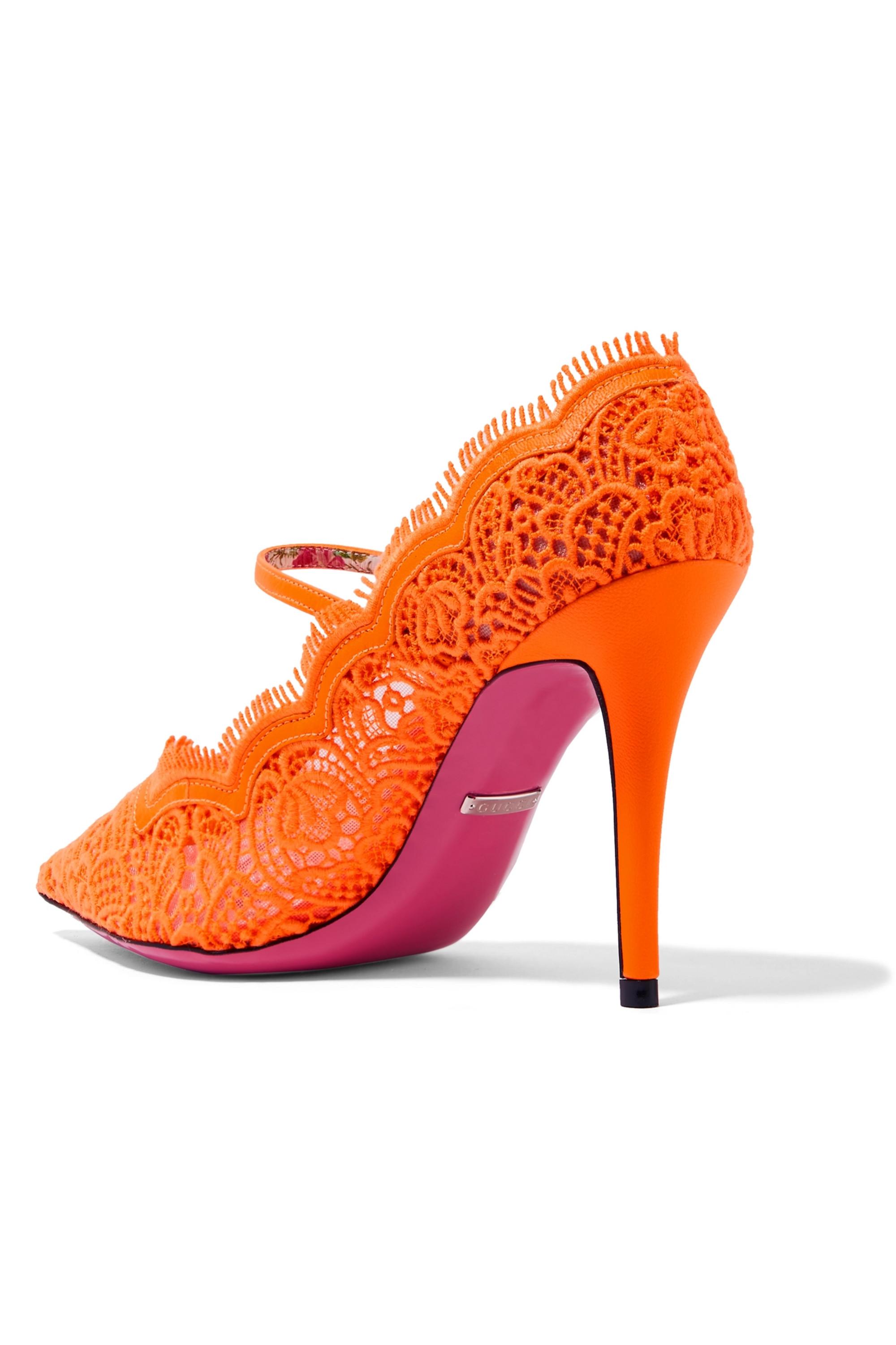 Virginia Corded Lace Mary Jane Pumps Bright Orange - Lyst