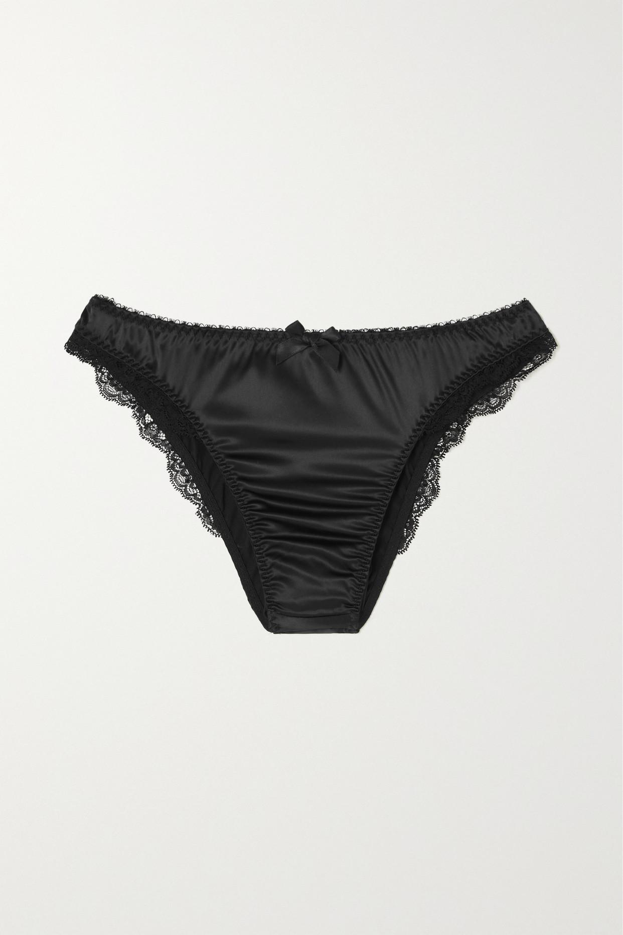 Agent Provocateur Sloane Lace-trimmed Satin Briefs in Black | Lyst