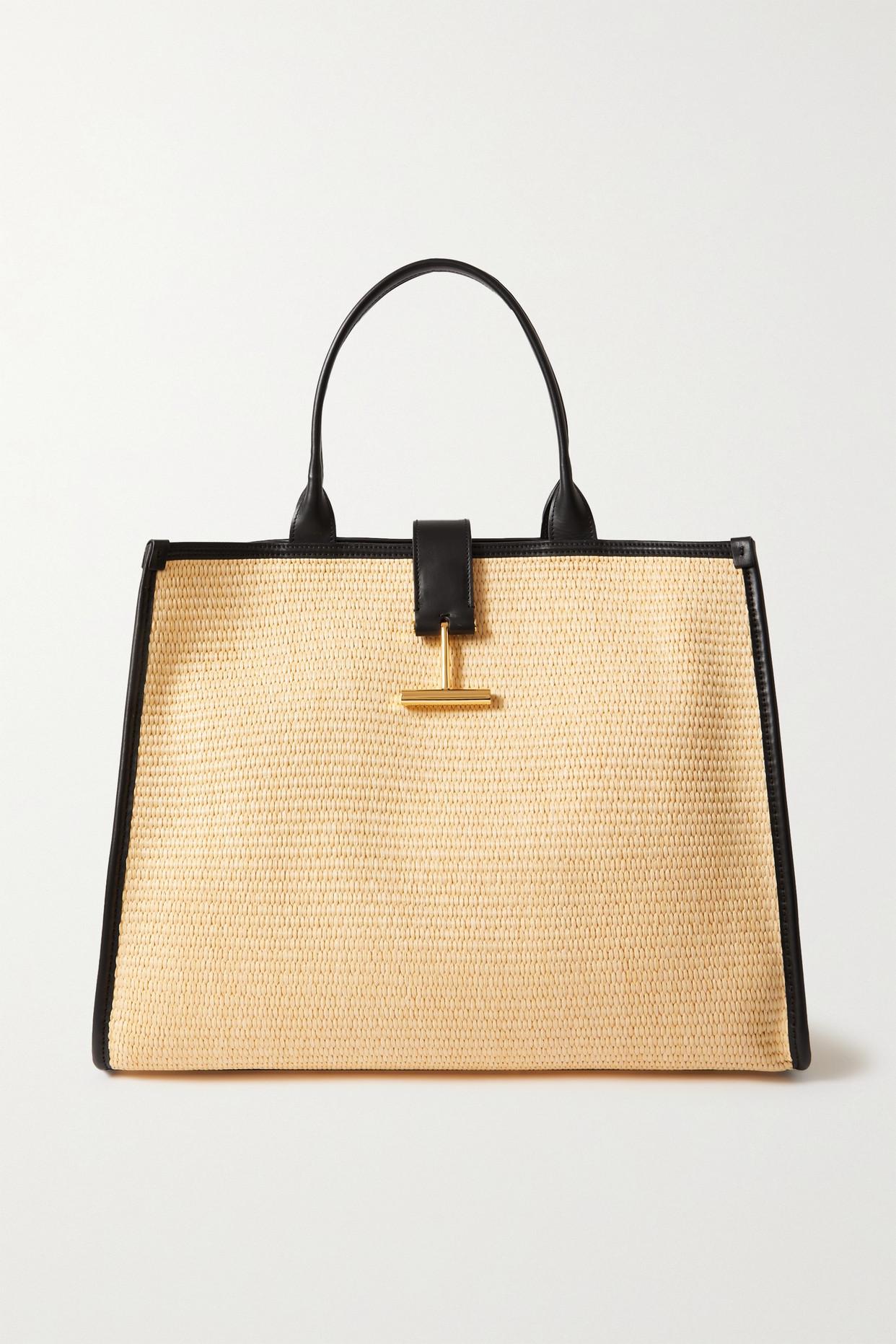 TOM FORD - Leather-Trimmed Canvas Tote Bag - Neutrals TOM FORD