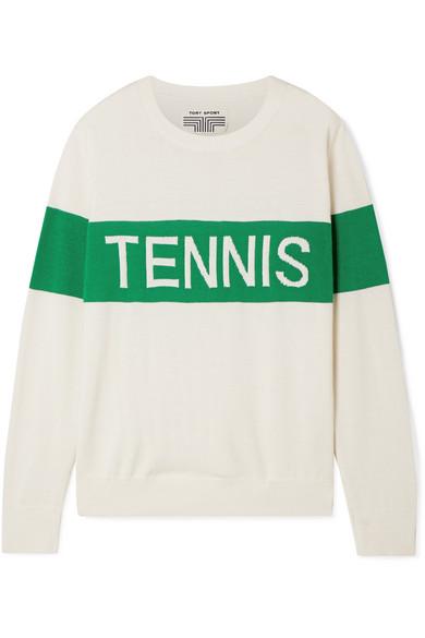 Tory Sport Performance Cashmere Tennis Sweater in Green | Lyst