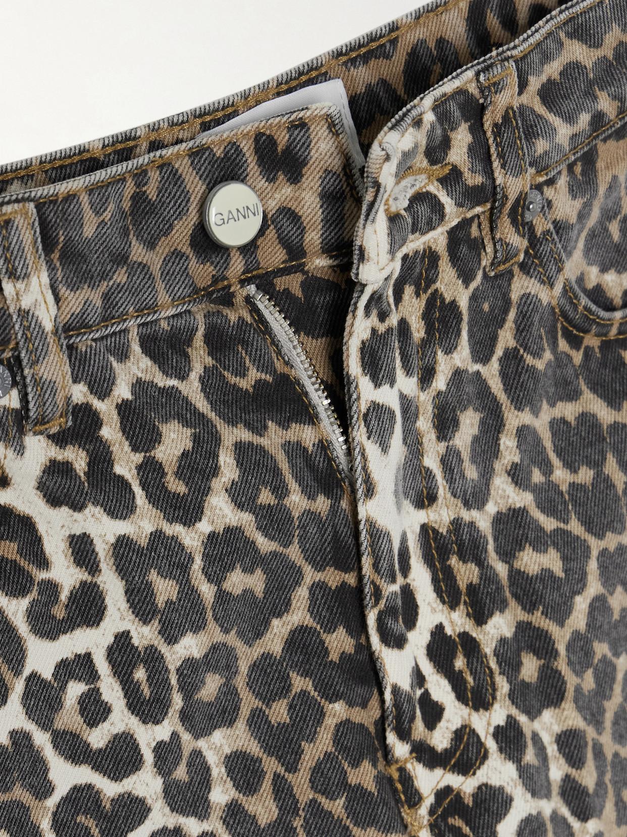 【Ganni】leopard-プリント high-riseフレアジーンズ GANNI Angi High Rise Cargo Flare Printed Jeans - Leopard