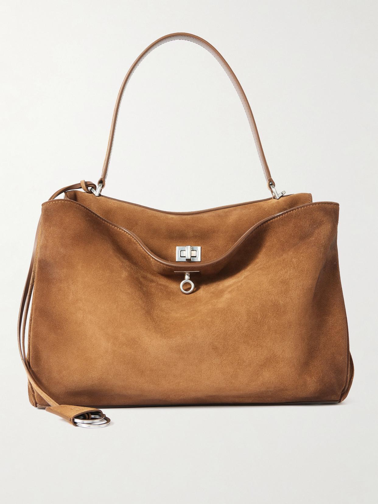 Balenciaga Rodeo Medium Suede Shoulder Bag in Brown | Lyst