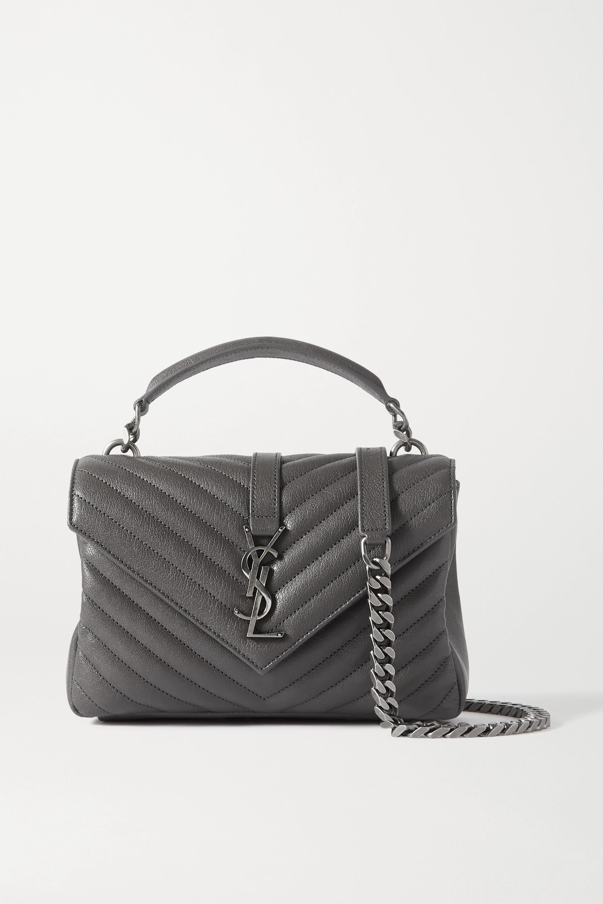 College Medium Leather Shoulder Bag in Grey - Saint Laurent