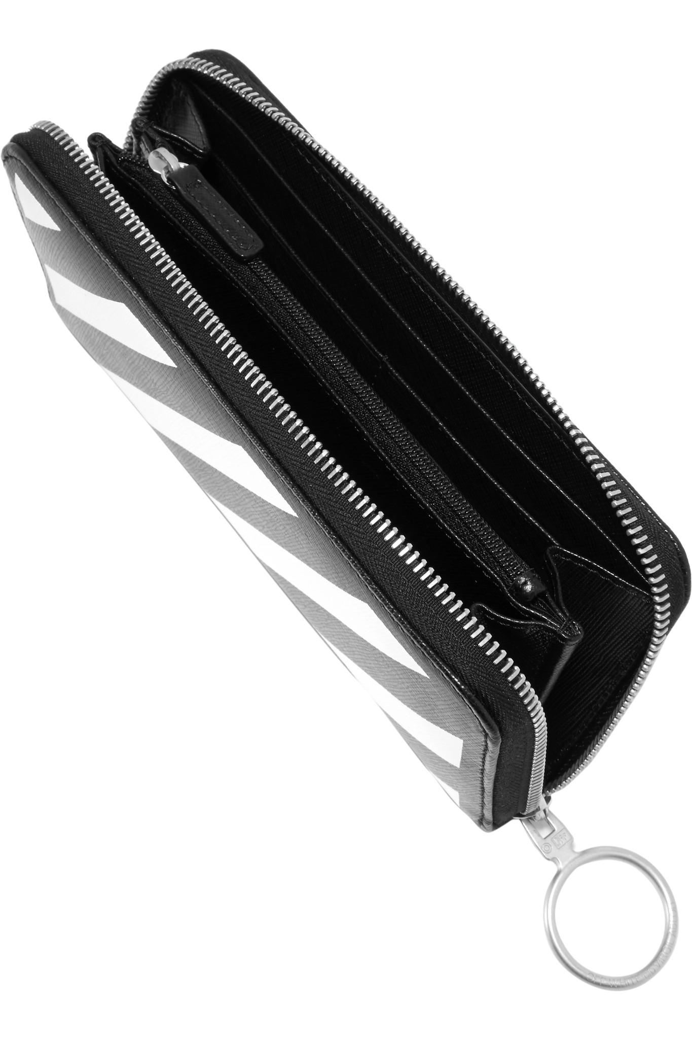 Off-White c/o Virgil Abloh Striped Medium Textured-leather Continental Wallet in Black - Lyst