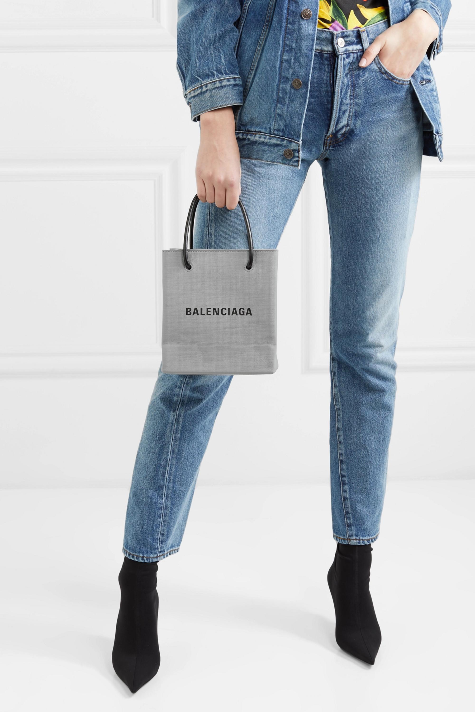 Balenciaga Leather Xxs Shopping Bag in Grey (Gray) | Lyst