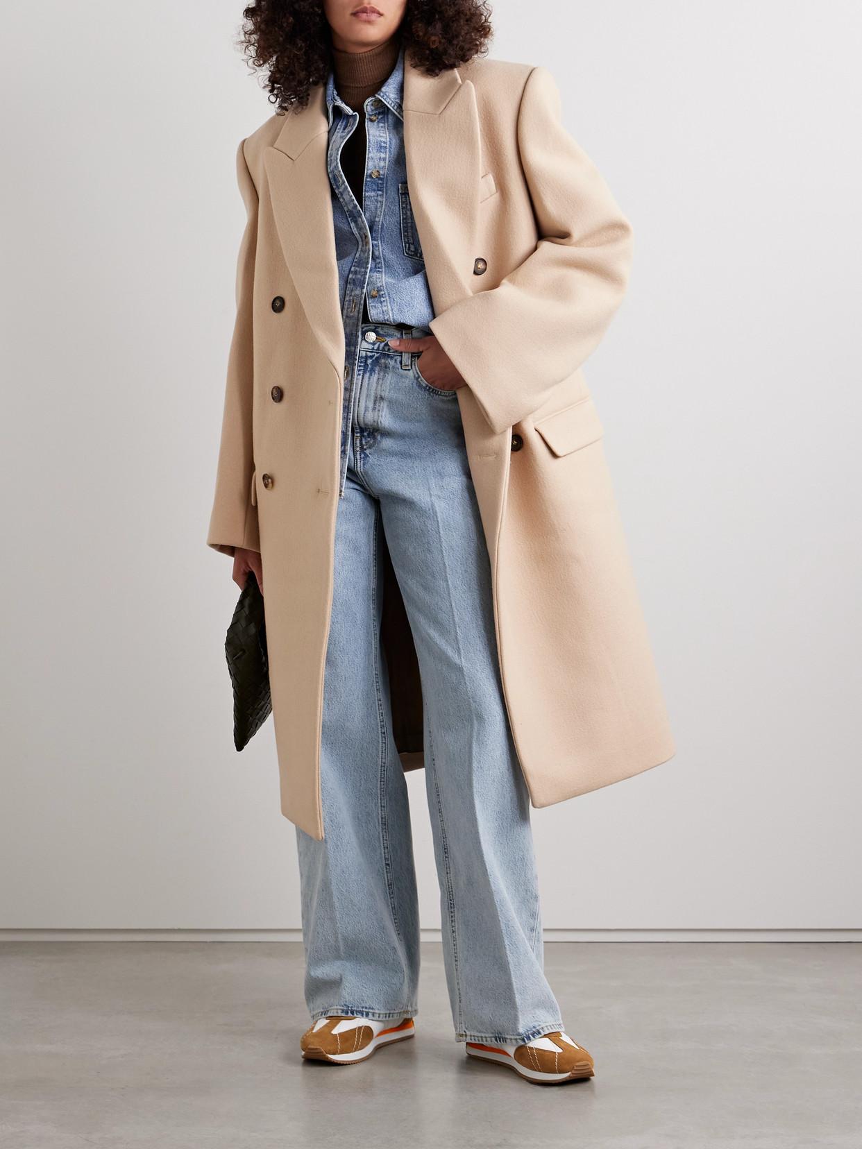 Wardrobe NYC Hailey Bieber Double-Breasted Wool Coat in Natural Lyst