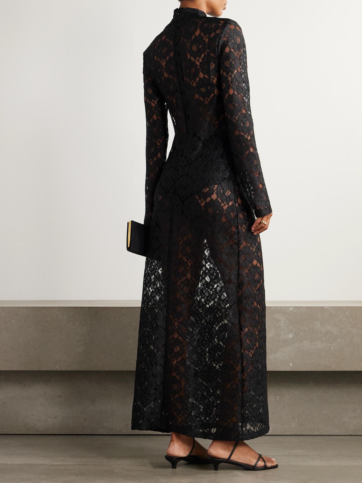 Rohe Floral Lace Maxi Turtleneck Dress in Black | Lyst