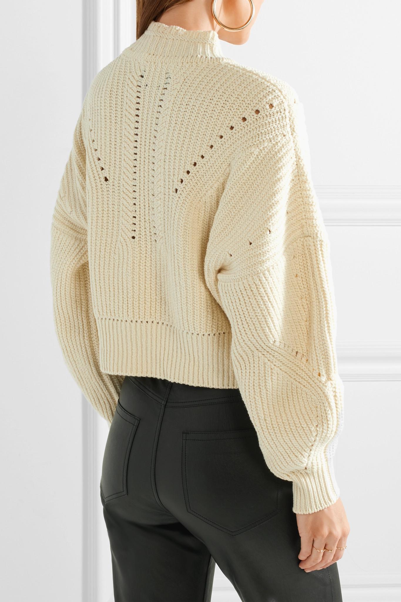 hundrede Mor drag Isabel Marant Lane Cropped Ribbed Cotton-blend Sweater in Ecru (Natural) -  Lyst