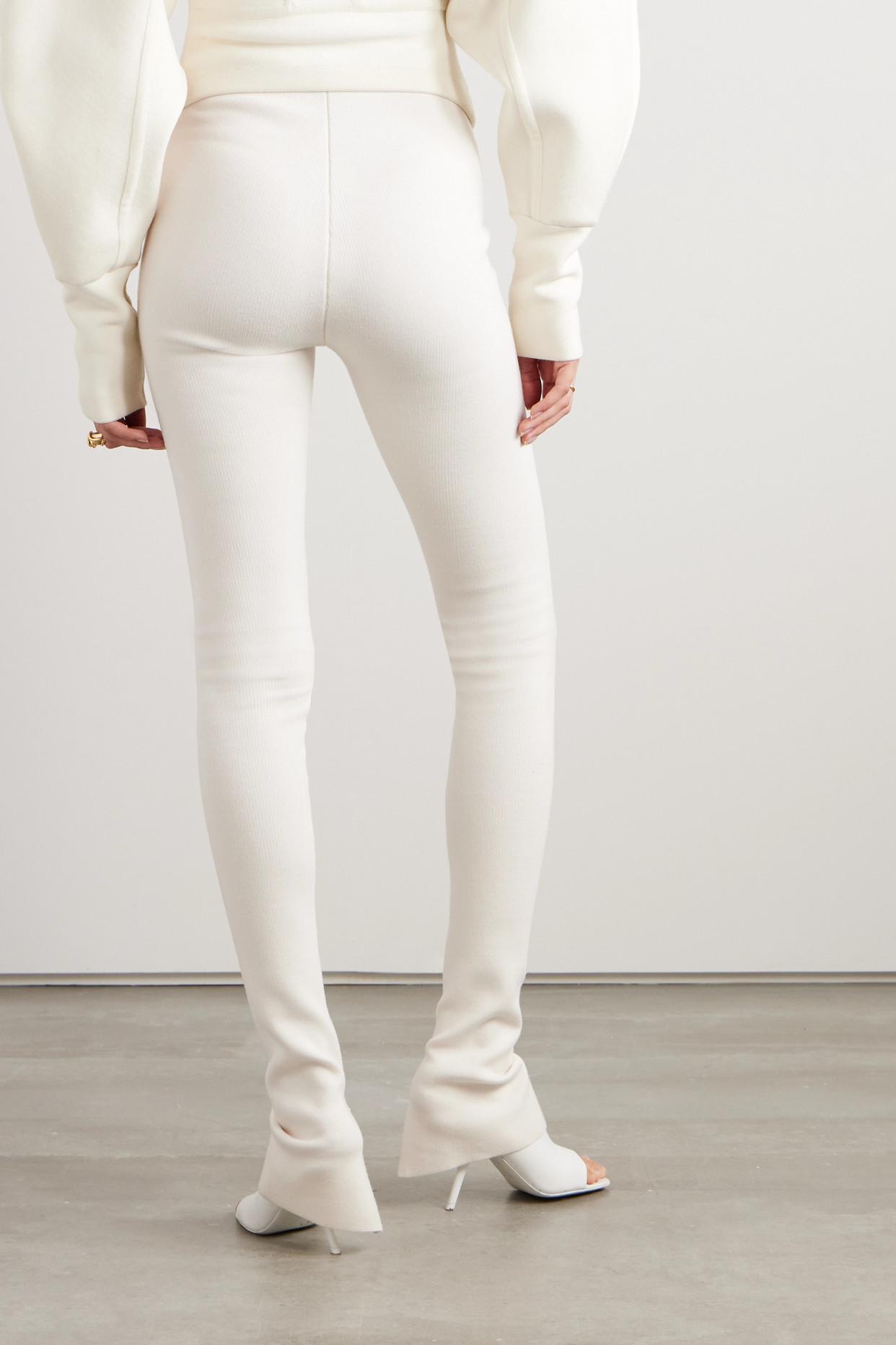 White flared leggings