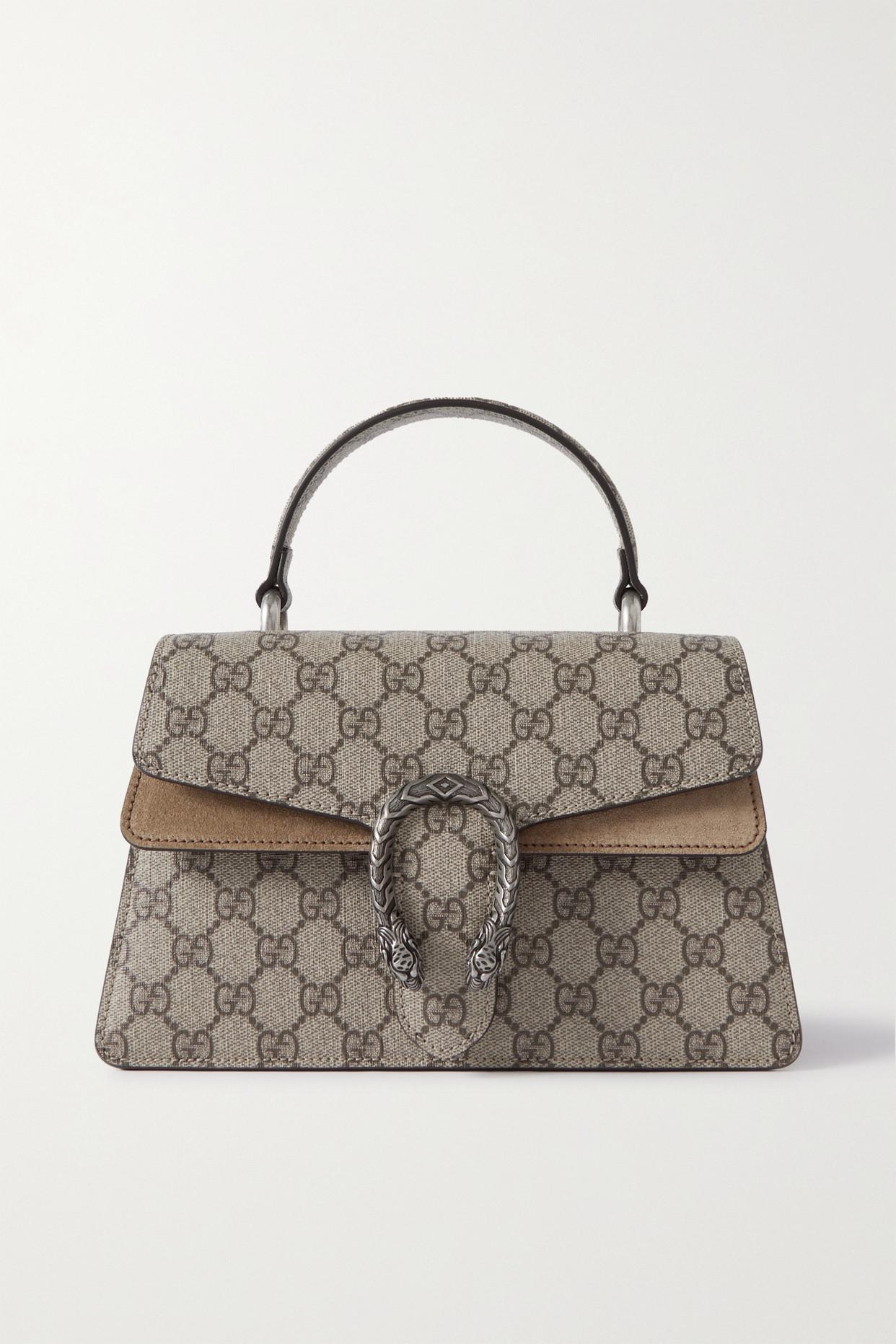 Gucci Dionysus Embellished Suede trimmed Printed Coated canvas