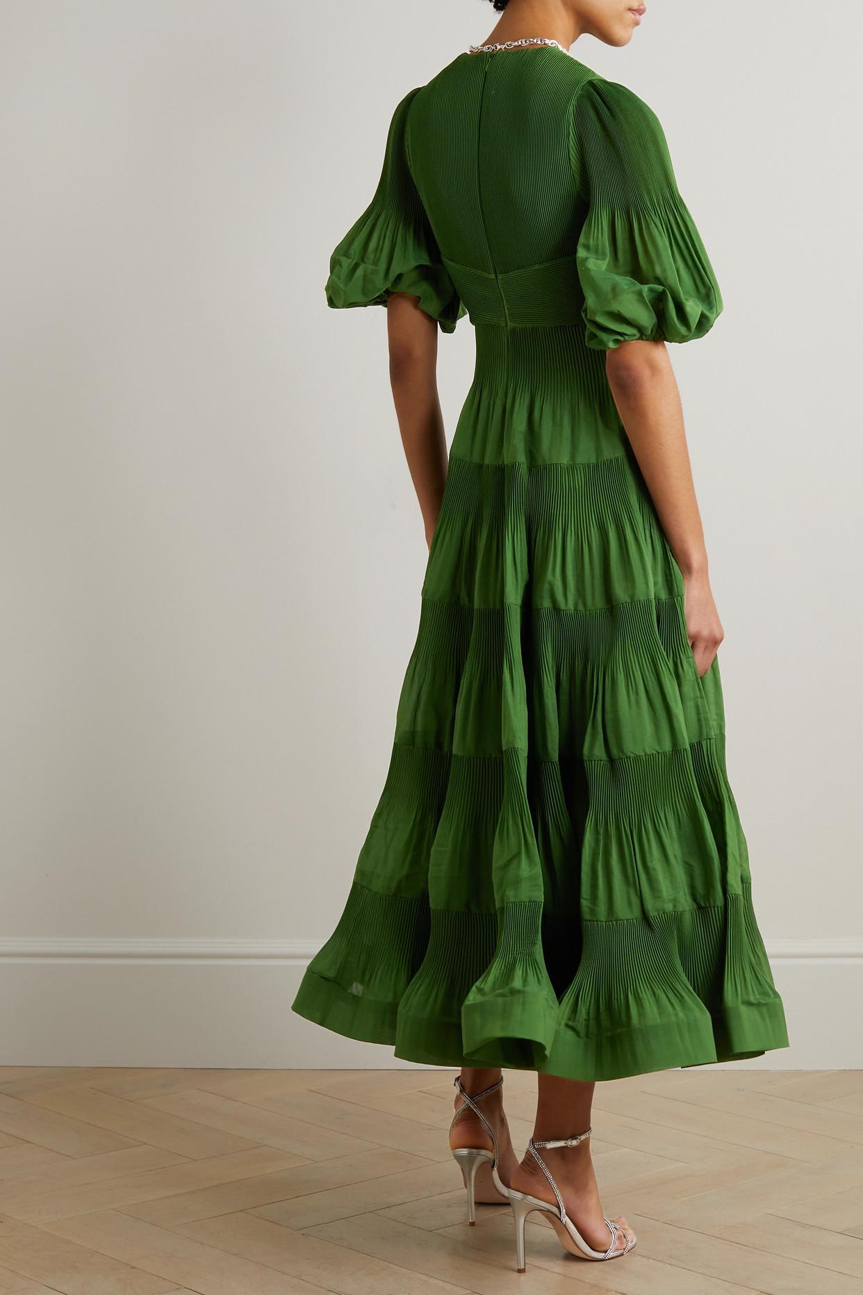 zimmermann green midi dress Zimmermann Silk Wrap Midi Dress – Balardi main image 1