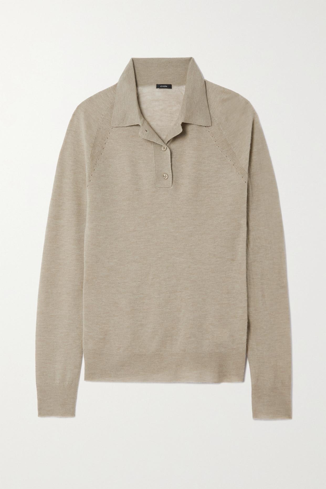 JOSEPH Cashair Cashmere Polo Sweater in Natural | Lyst