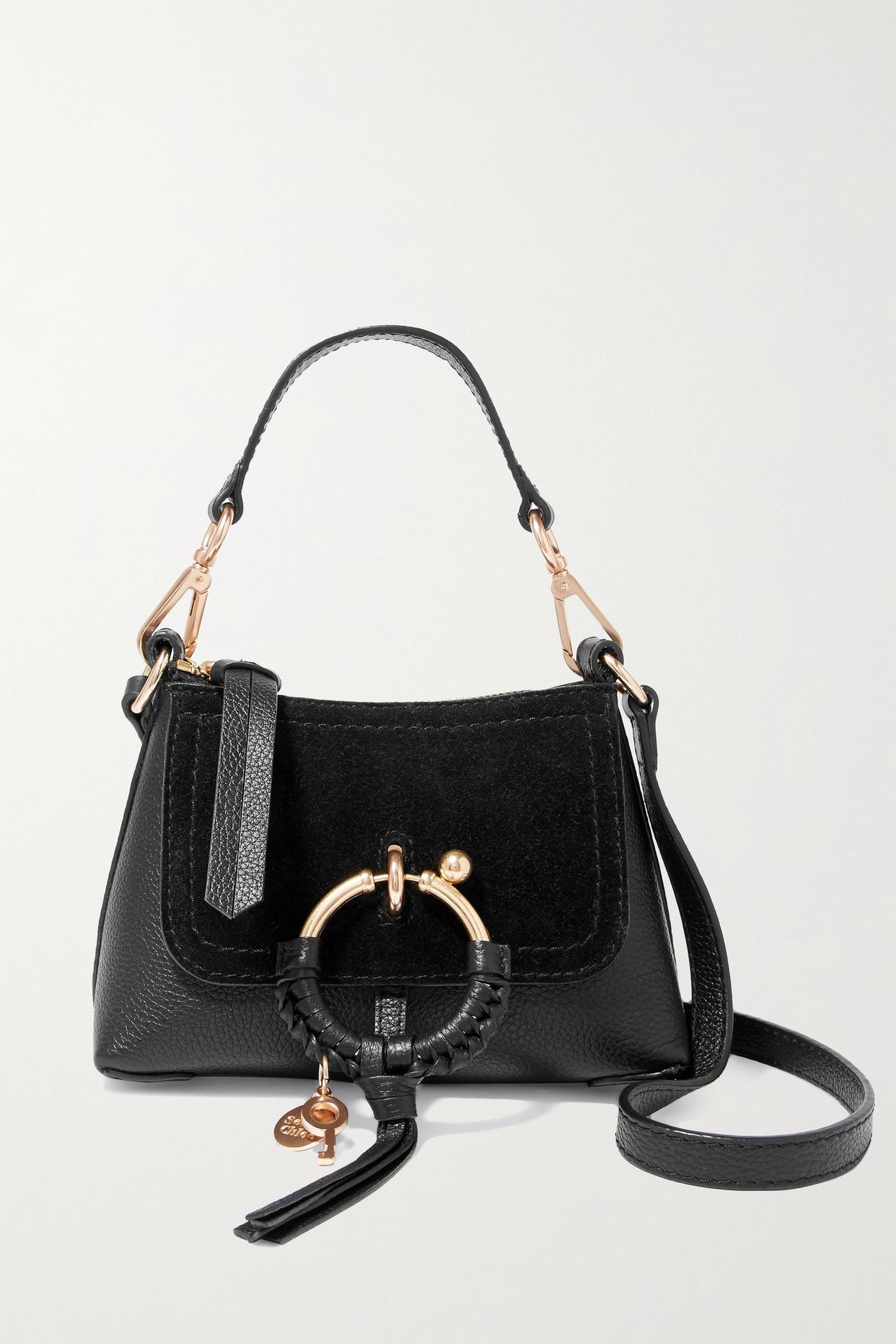 See By Chloé Joan Mini Suede-paneled Textured-leather Shoulder Bag