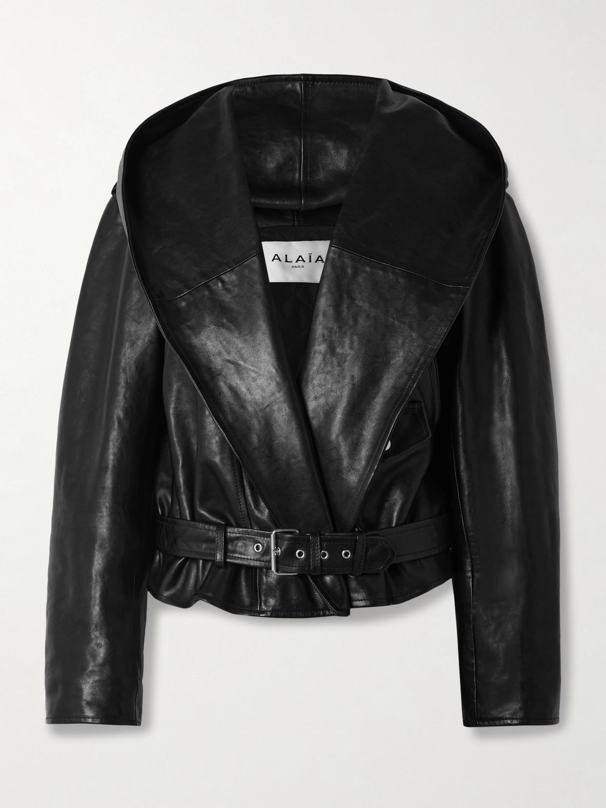 alaia-Black-Hooded-Leather- alaia-Black-Hooded-Leather-