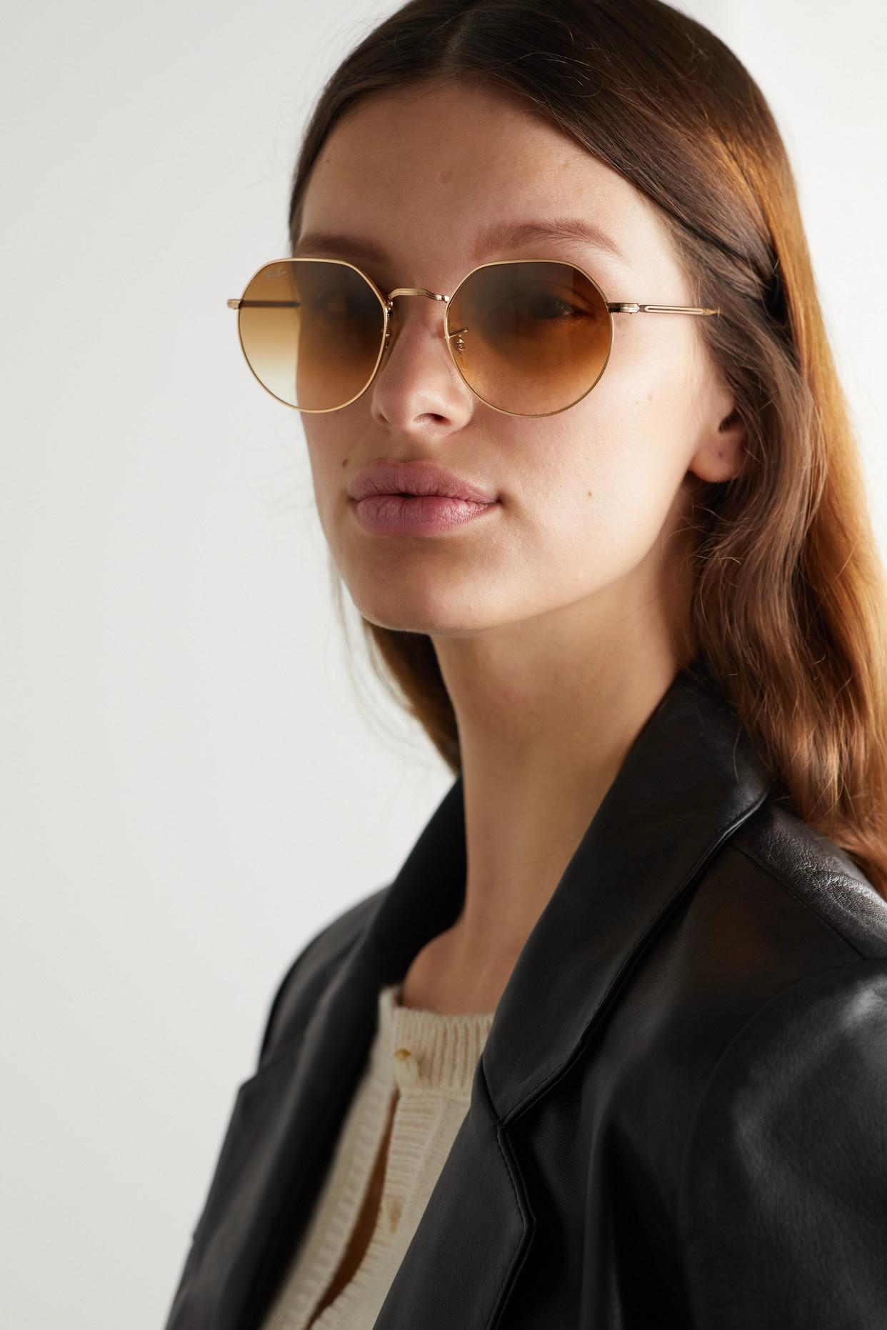 Ray-Ban Jack Round-frame Gold-tone Sunglasses in Metallic | Lyst