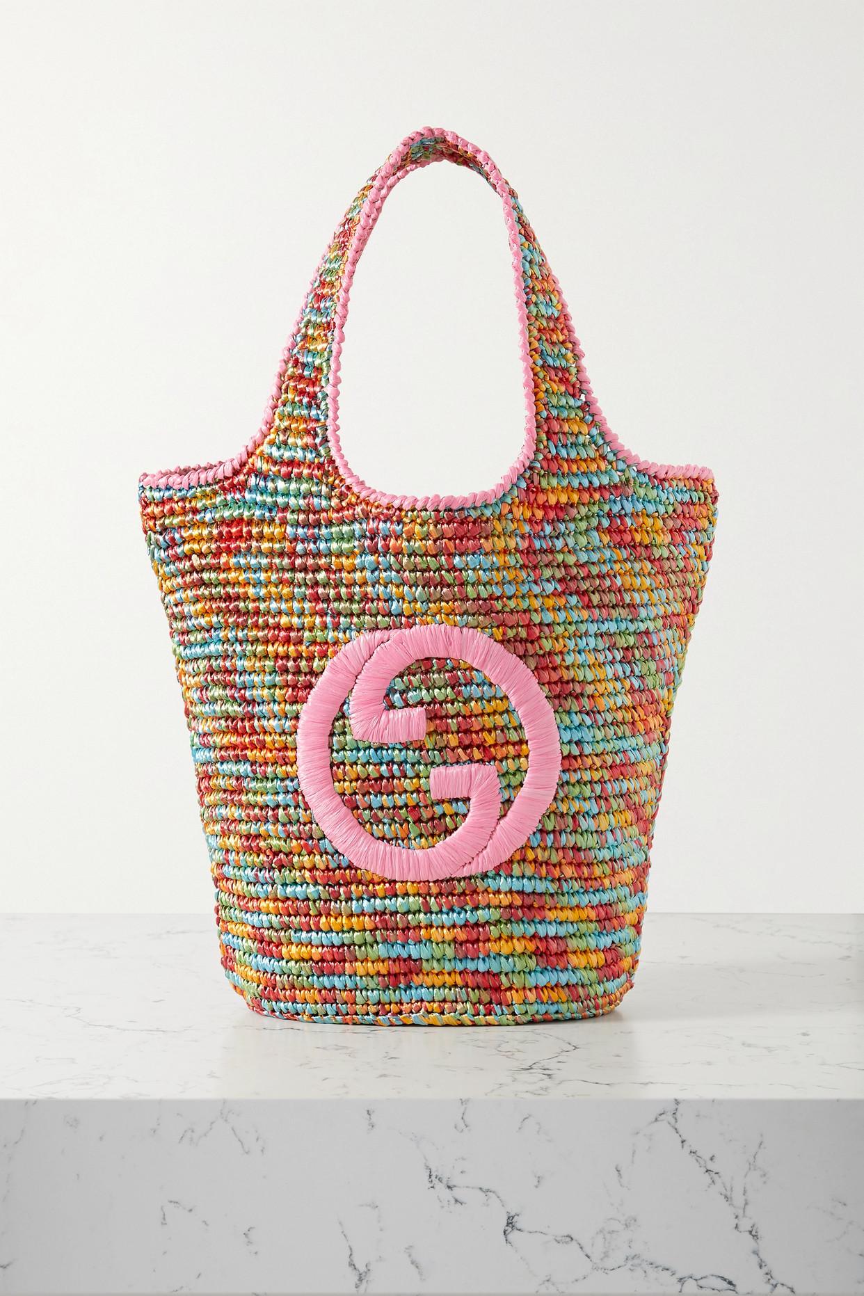 Gucci Horsebit 1955 shoulder bag in natural raffia effect crochet