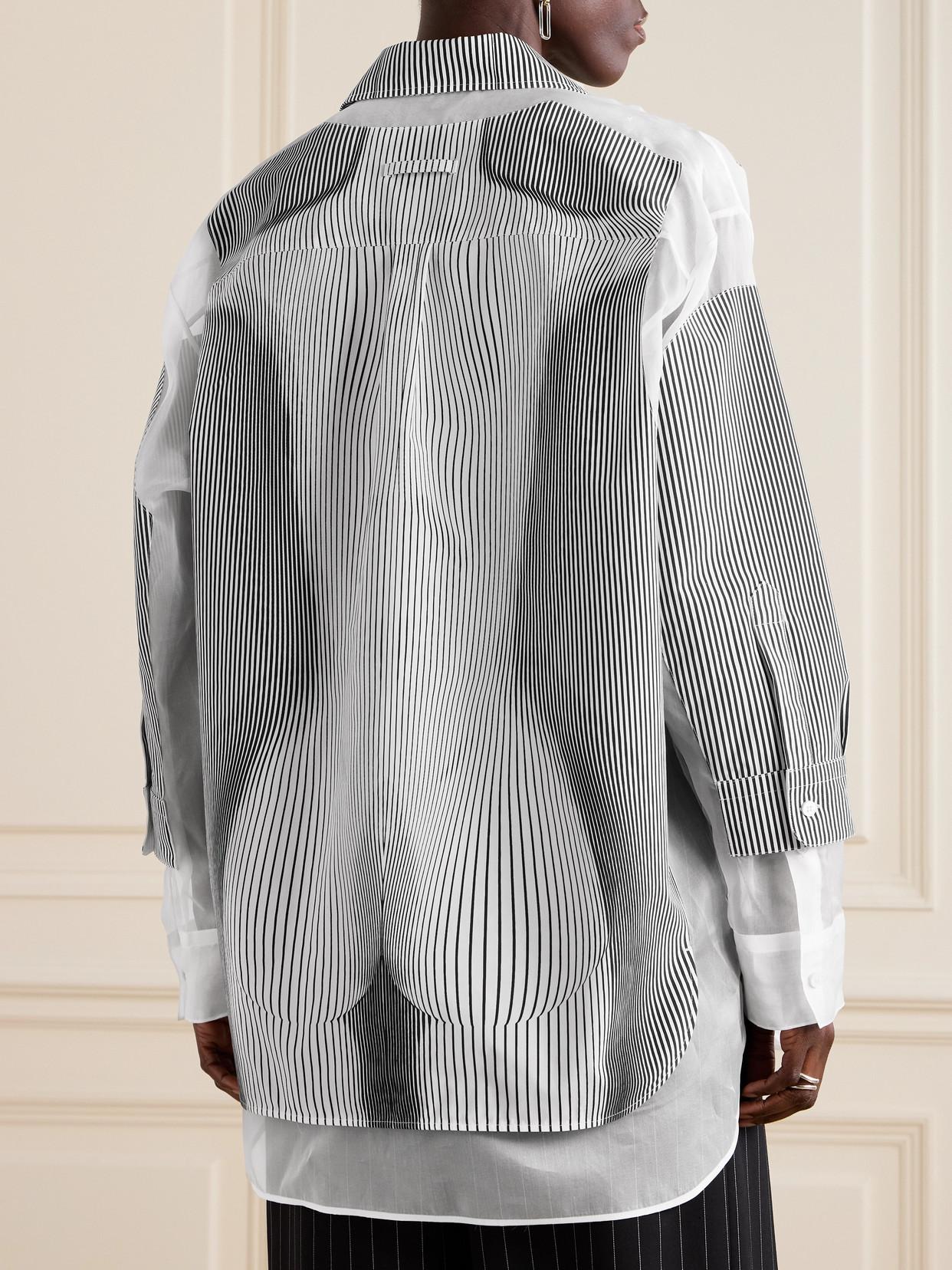 Jean Paul Gaultier Striped Poplin And Silk-Organza Shirt in Grey