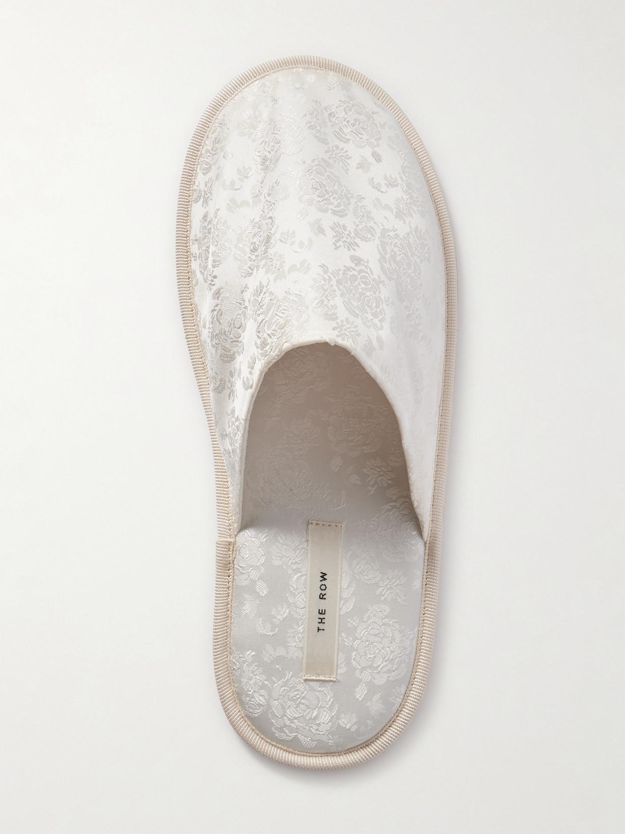 The Row Frances Satin-Jacquard Slippers in White | Lyst