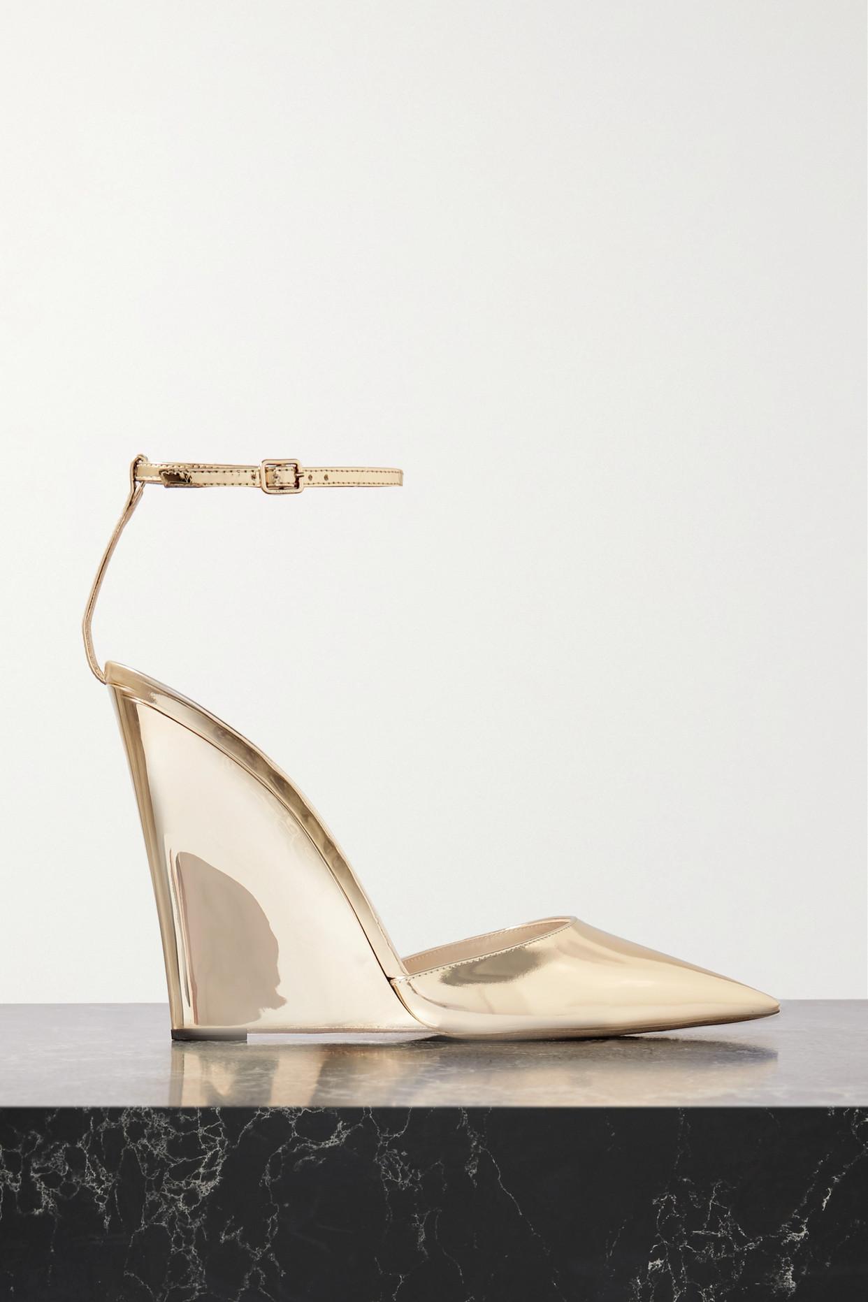 Jimmy Choo Blake 110 Metallic Patentleather Wedge Pumps Lyst