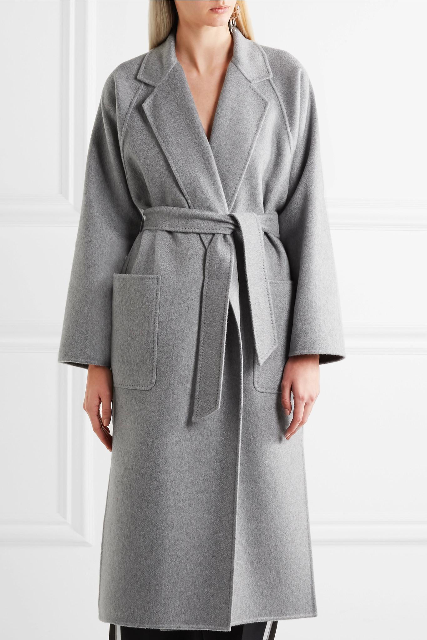 Max Mara Marlo Belted Cashmere Coat in Gray Lyst