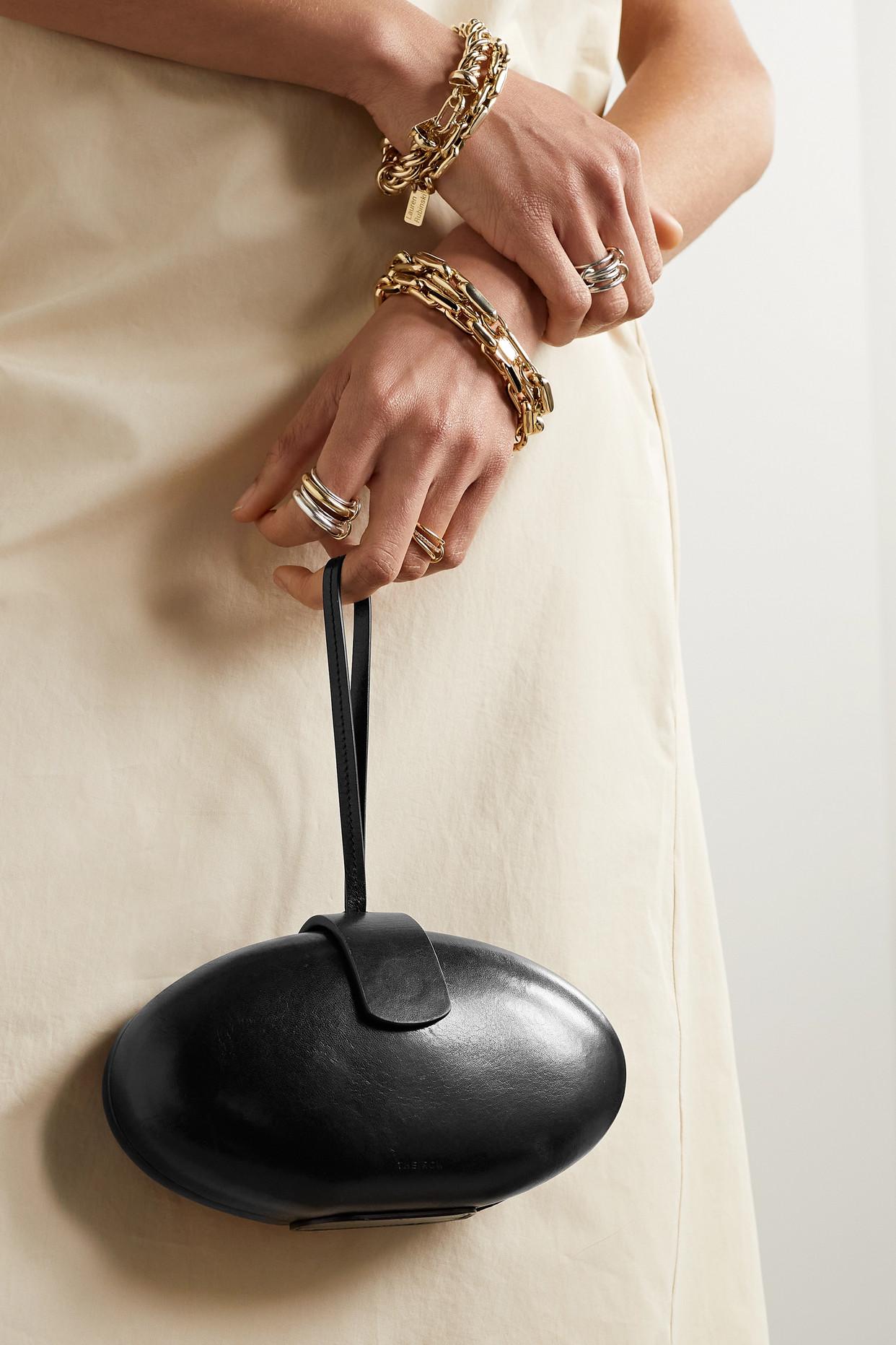 The Row Lou Leather Clutch in Black Lyst