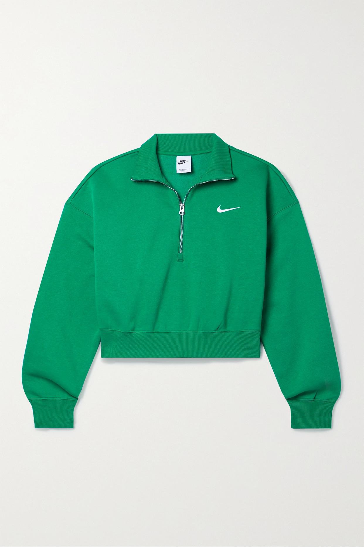 Nike Phoenix Cropped Embroidered Cotton-blend Jersey Sweatshirt in Green |  Lyst