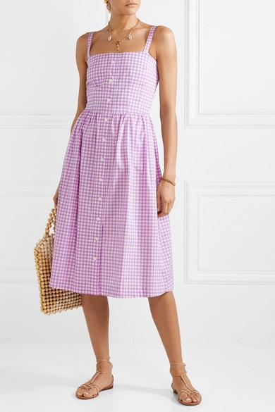 HVN Laura Gingham Cotton Dress in 