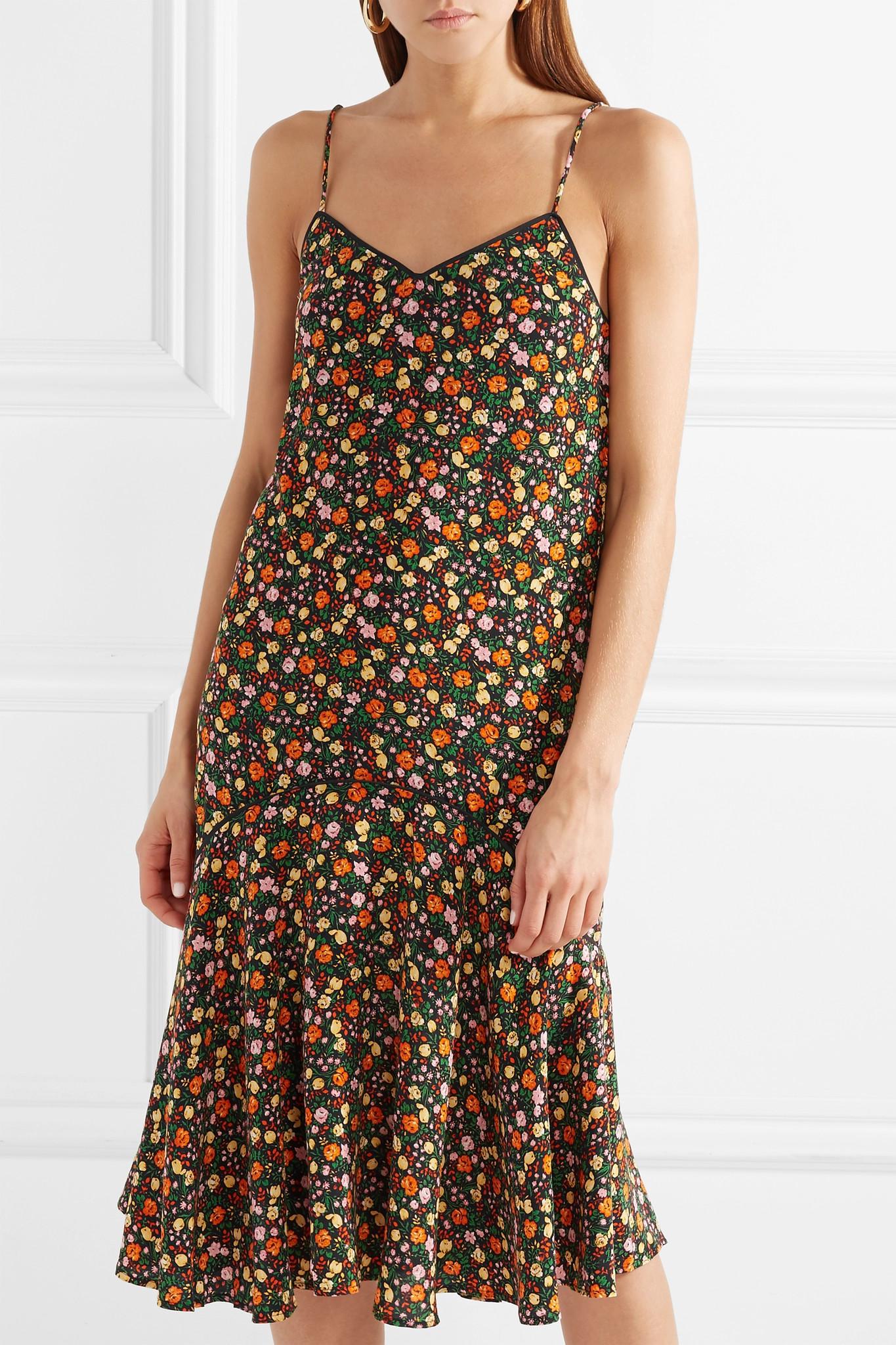 Joycedale Floral Silk Slip Dress - Size 