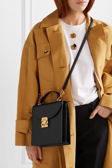 Mark Cross Uptown Leather Shoulder Bag in Black | Lyst