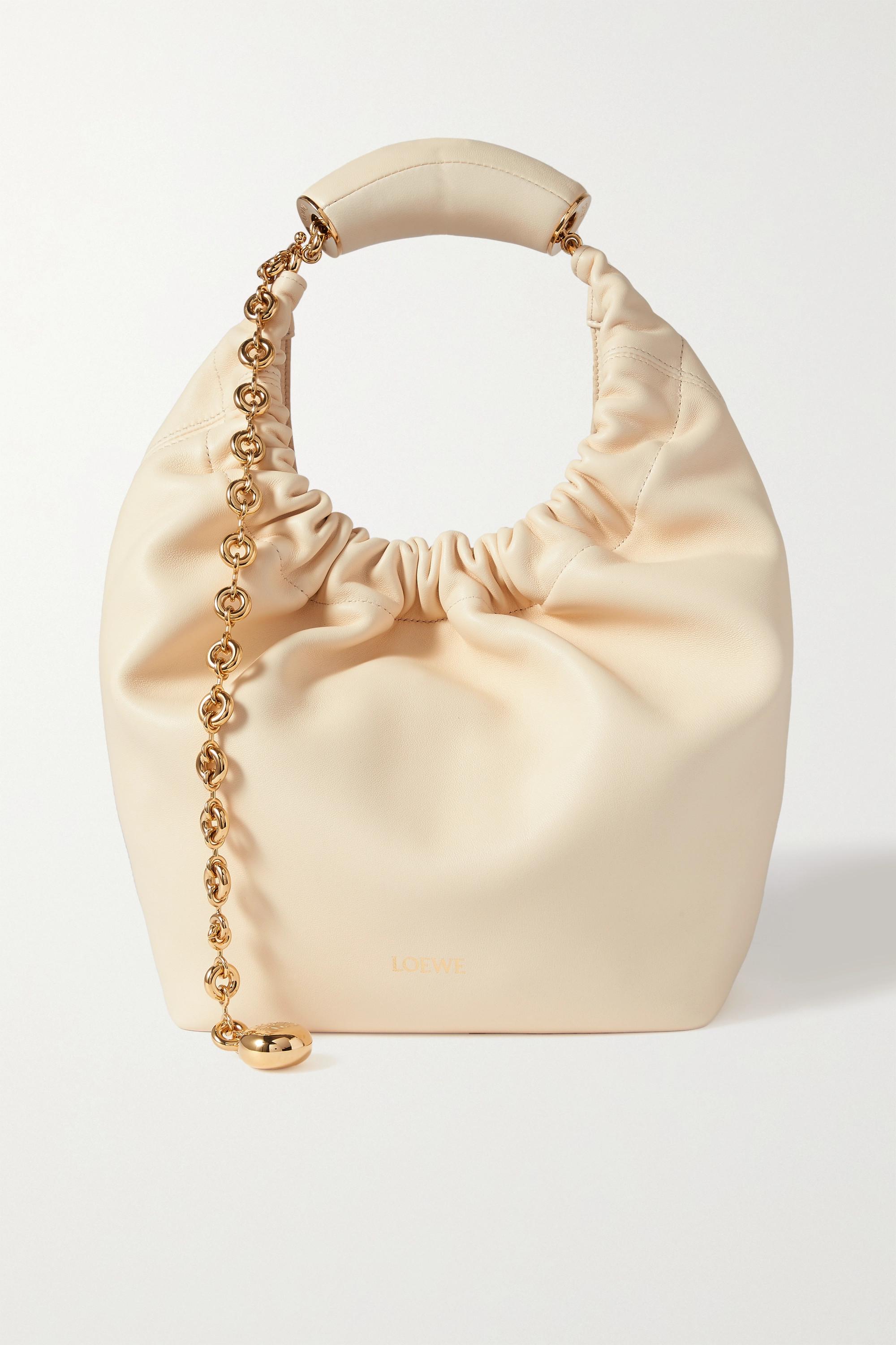 Small chain-embellished leather shoulder bag