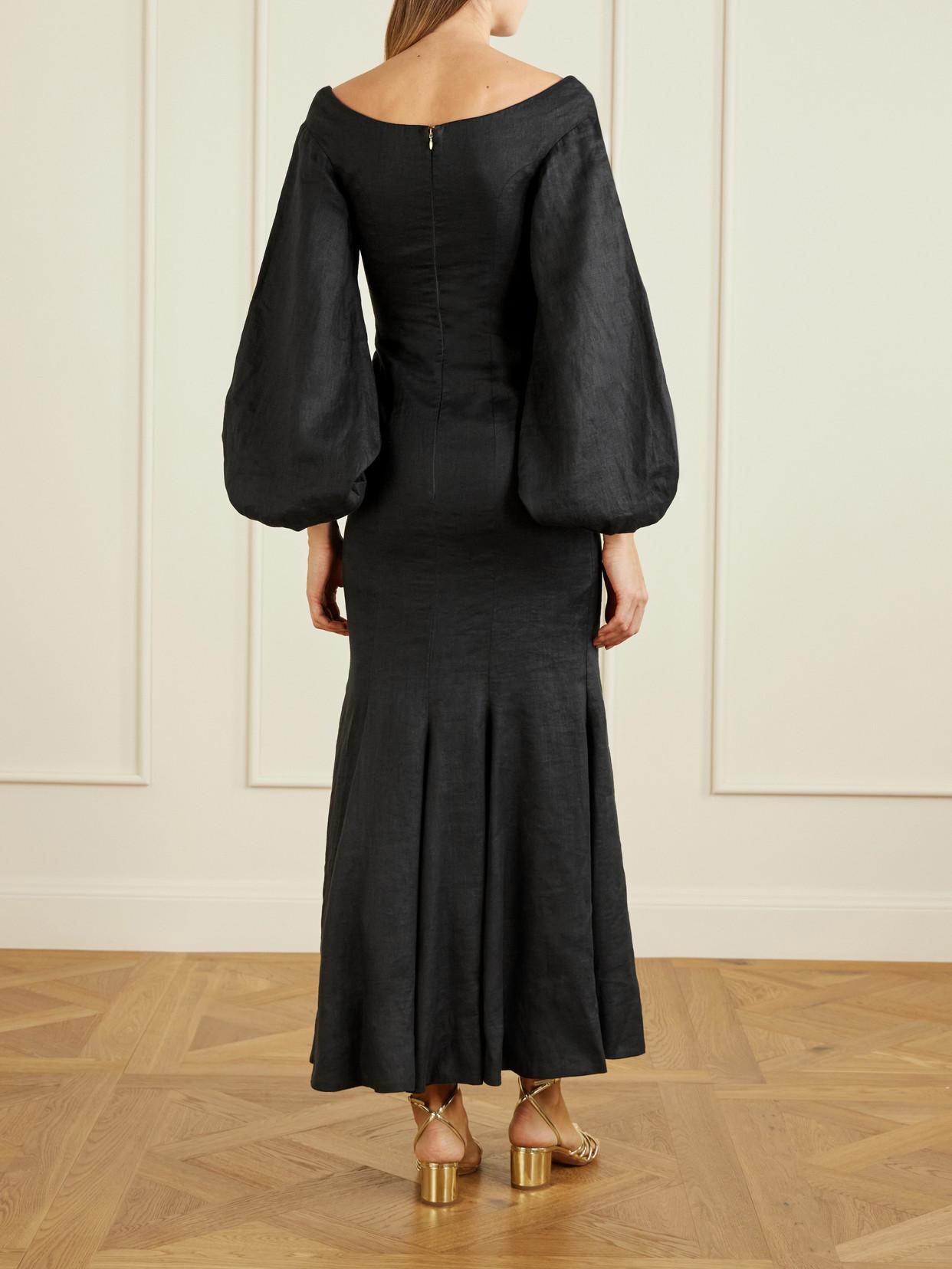 Agua Bendita Embroidered Linen Maxi Dress in Black | Lyst