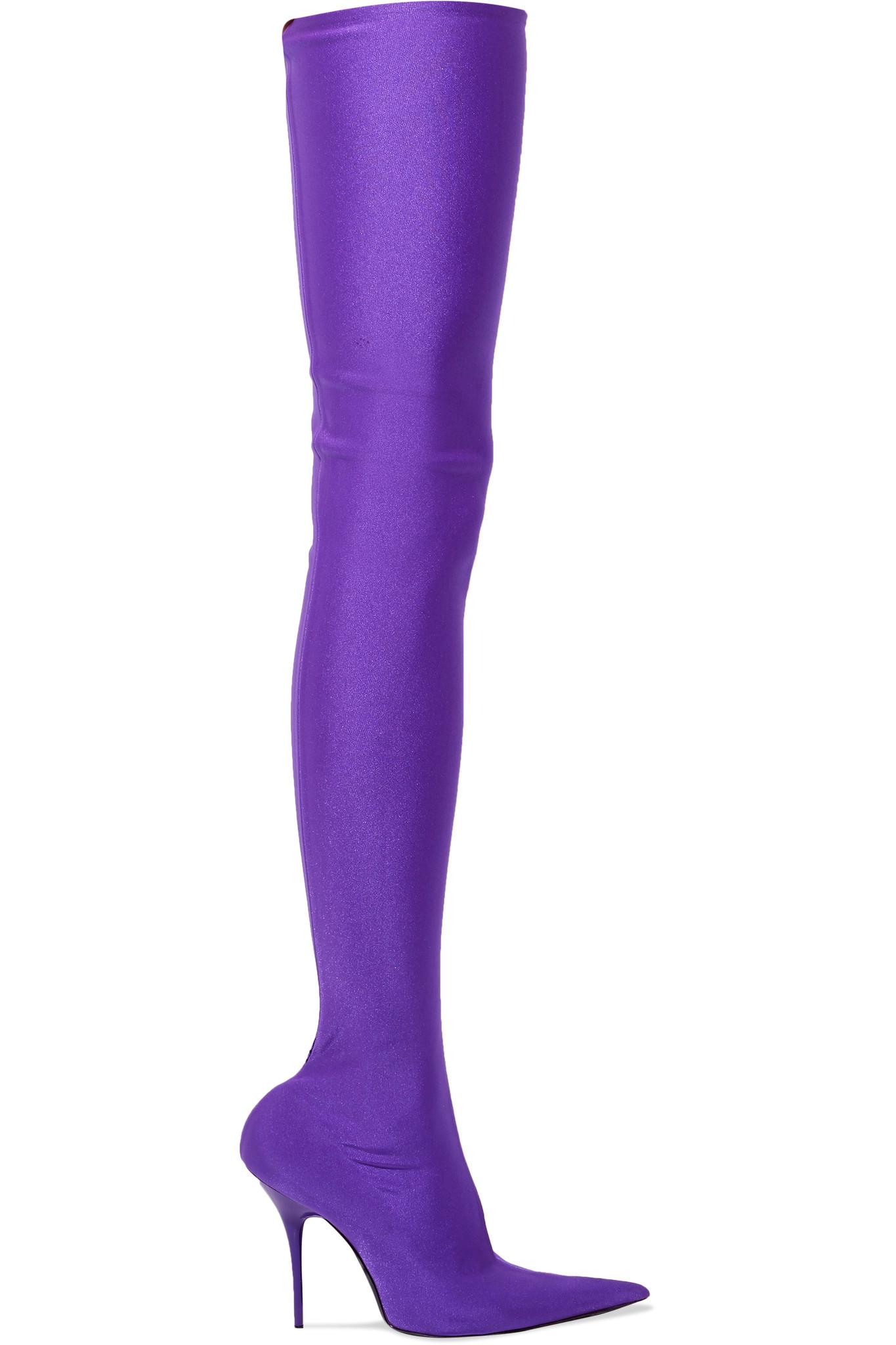 Balenciaga Spandex Thigh Boots in Purple Lyst