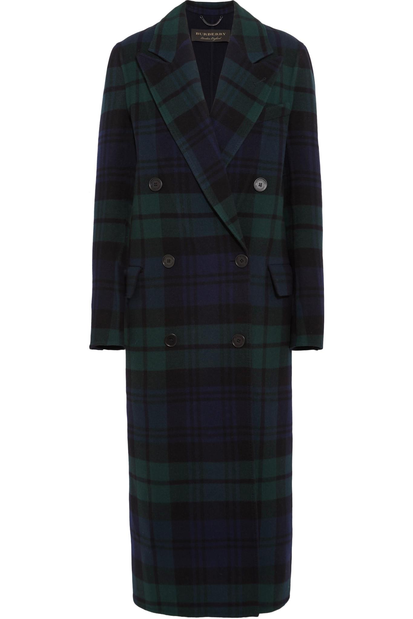 Burberry Double-breasted Tartan Wool And Cashmere-blend Coat in 